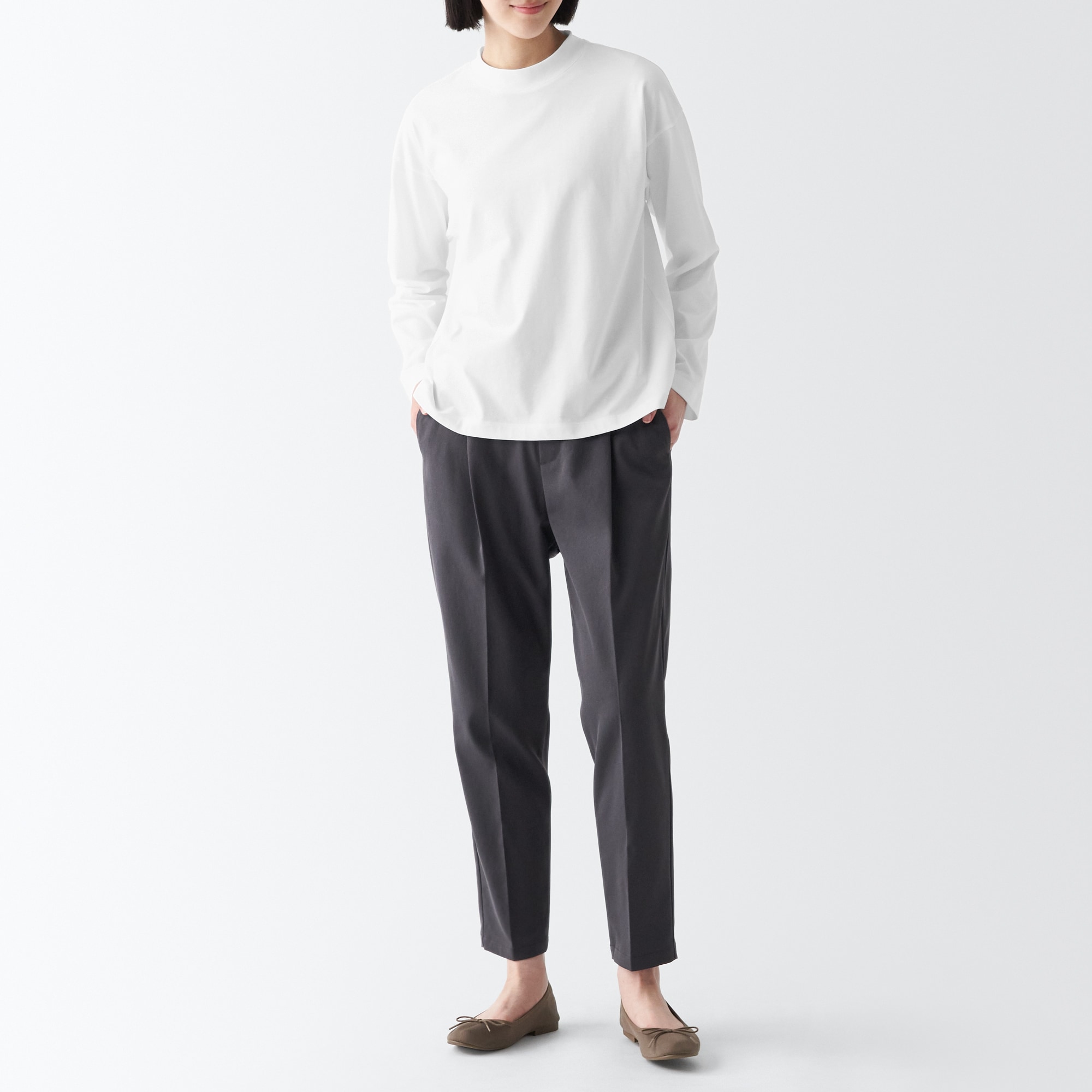 婦人　天竺編みクルーネック長袖Ｔシャツ