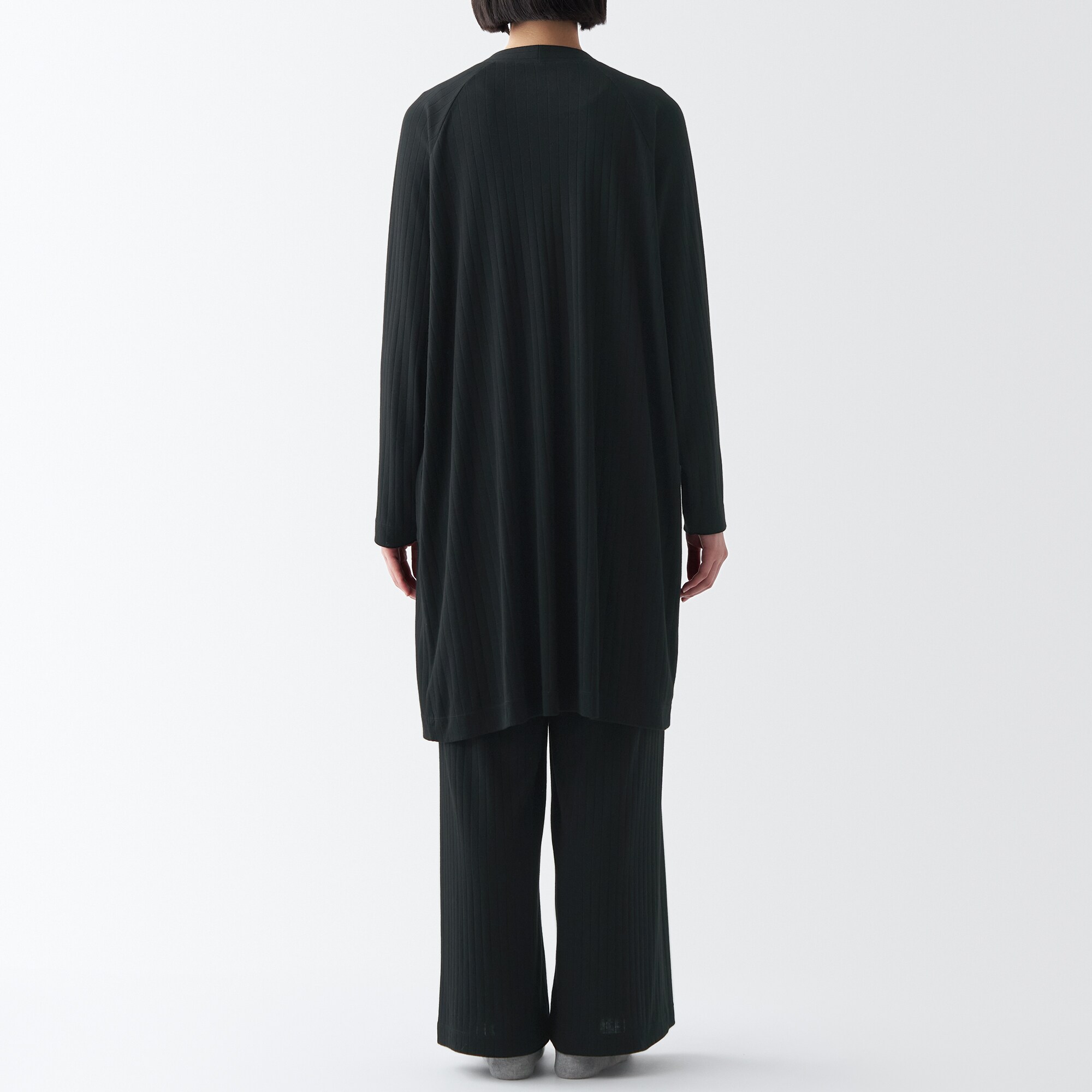 ワイドリブ　ロングカーディガン