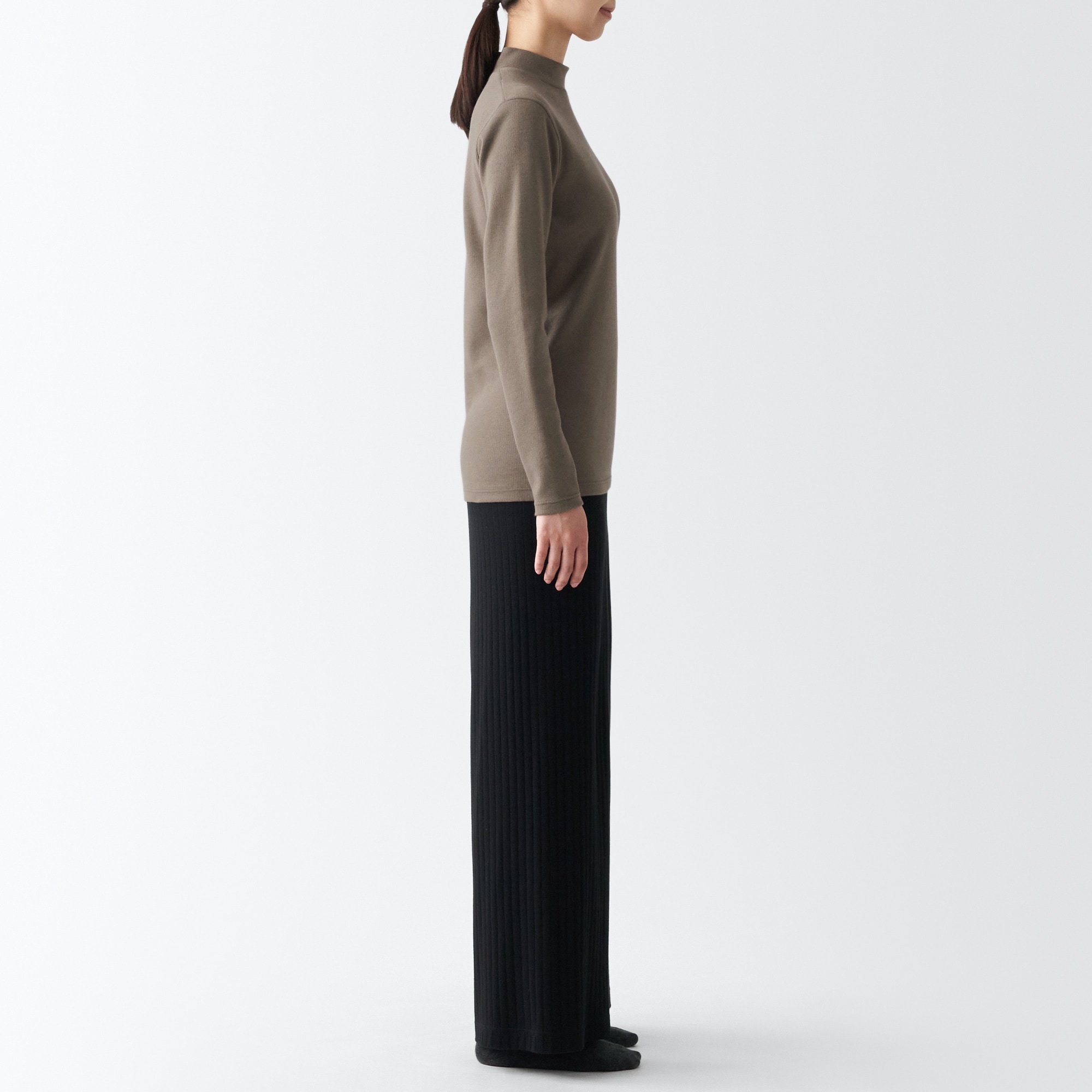 あったか綿　ウール　ハイネック長袖Ｔシャツ