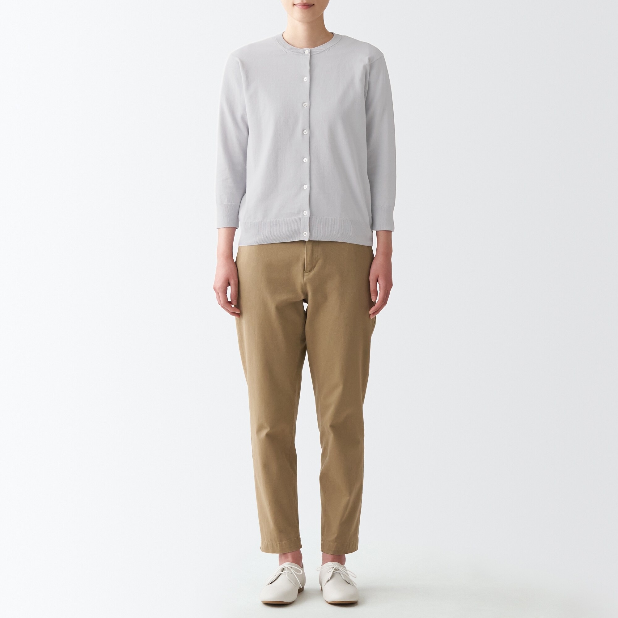 ＵＶカット強撚クルーネックカーディガン（七分袖）