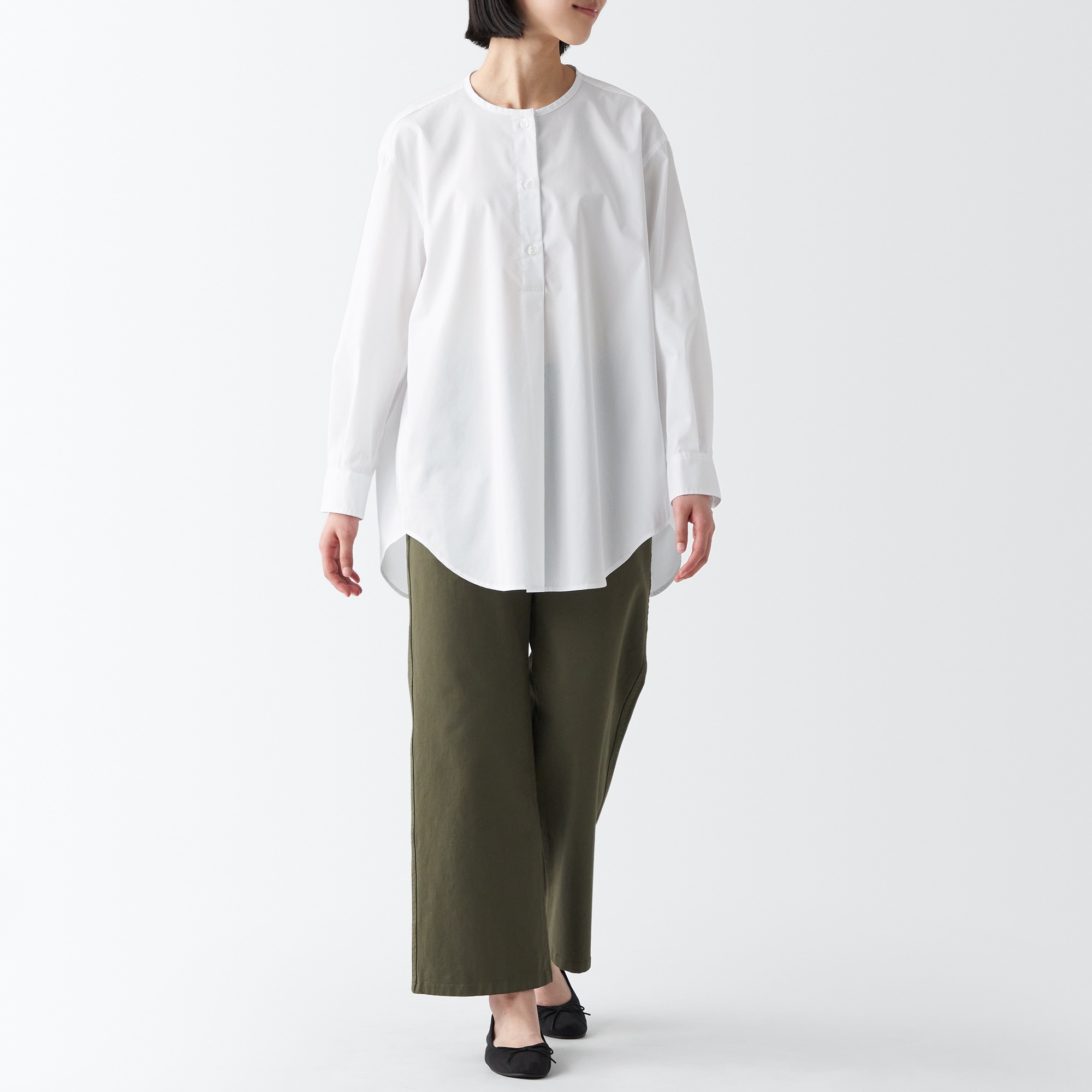 乾きやすいブロード長袖チュニック