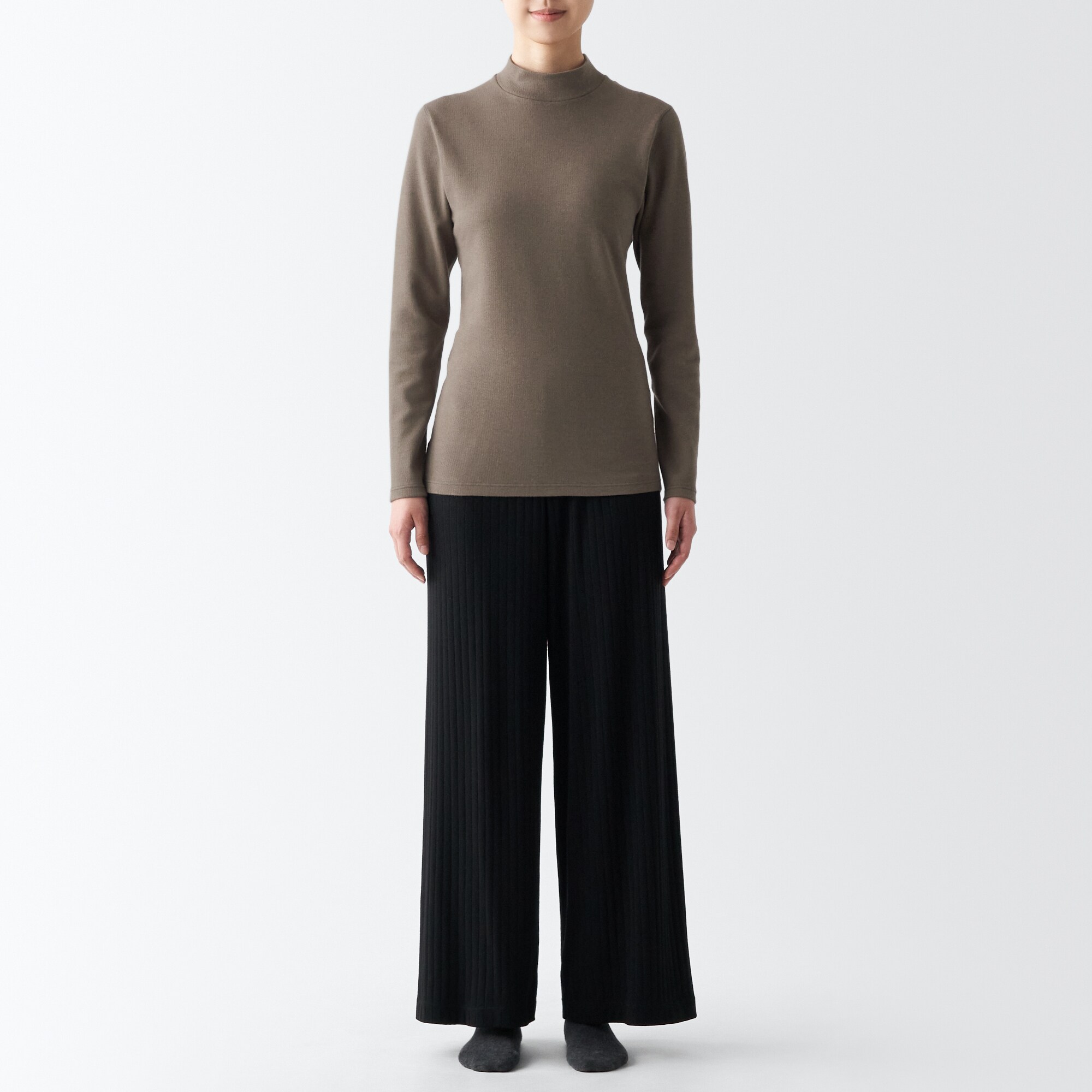 あったか綿　ウール　ハイネック長袖Ｔシャツ