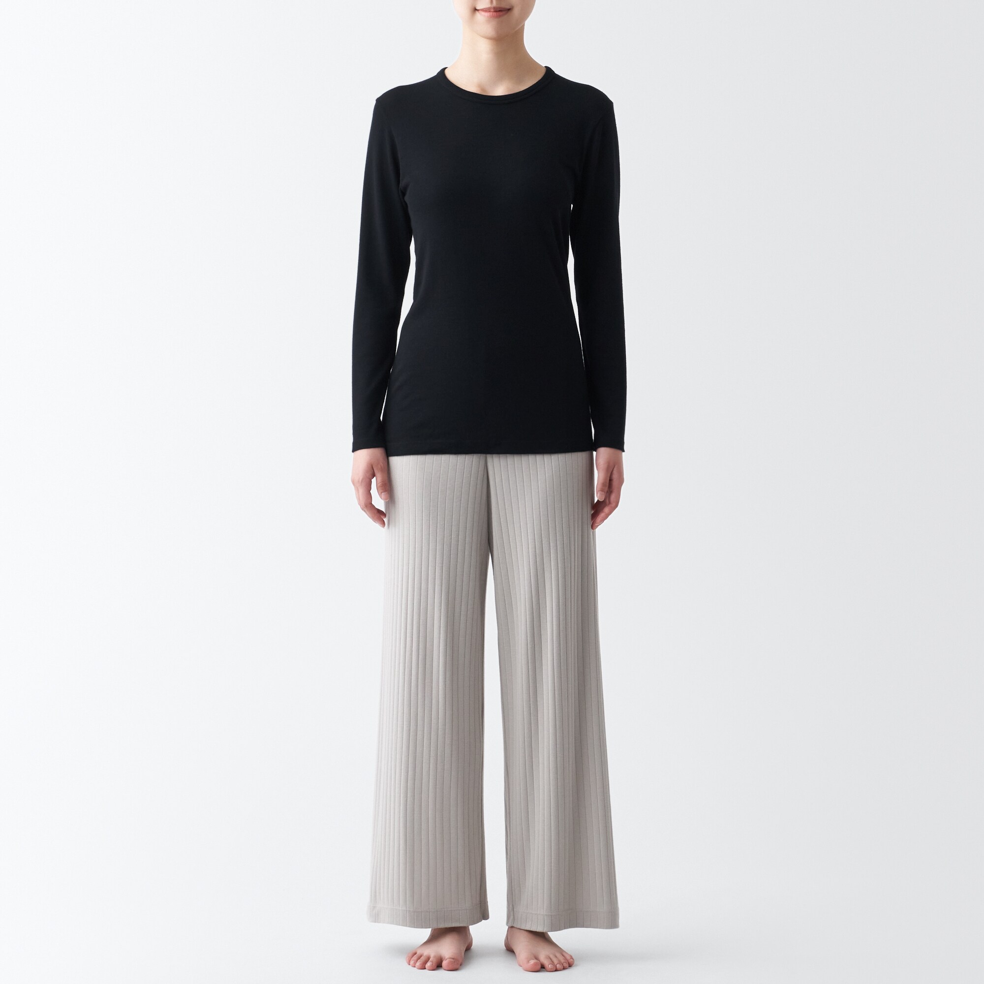 ウールクルーネック長袖Ｔシャツ