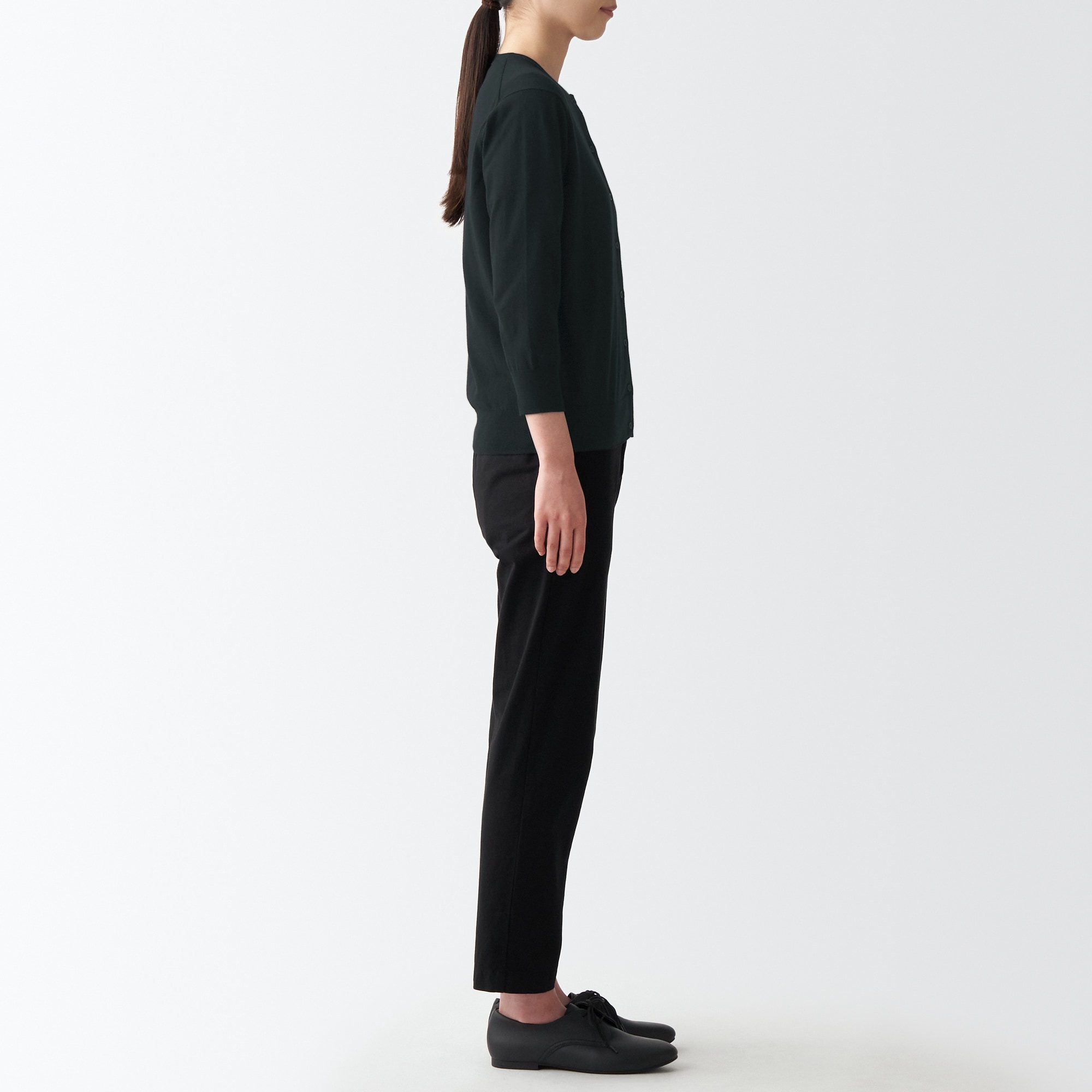 ＵＶカット強撚クルーネックカーディガン（七分袖）