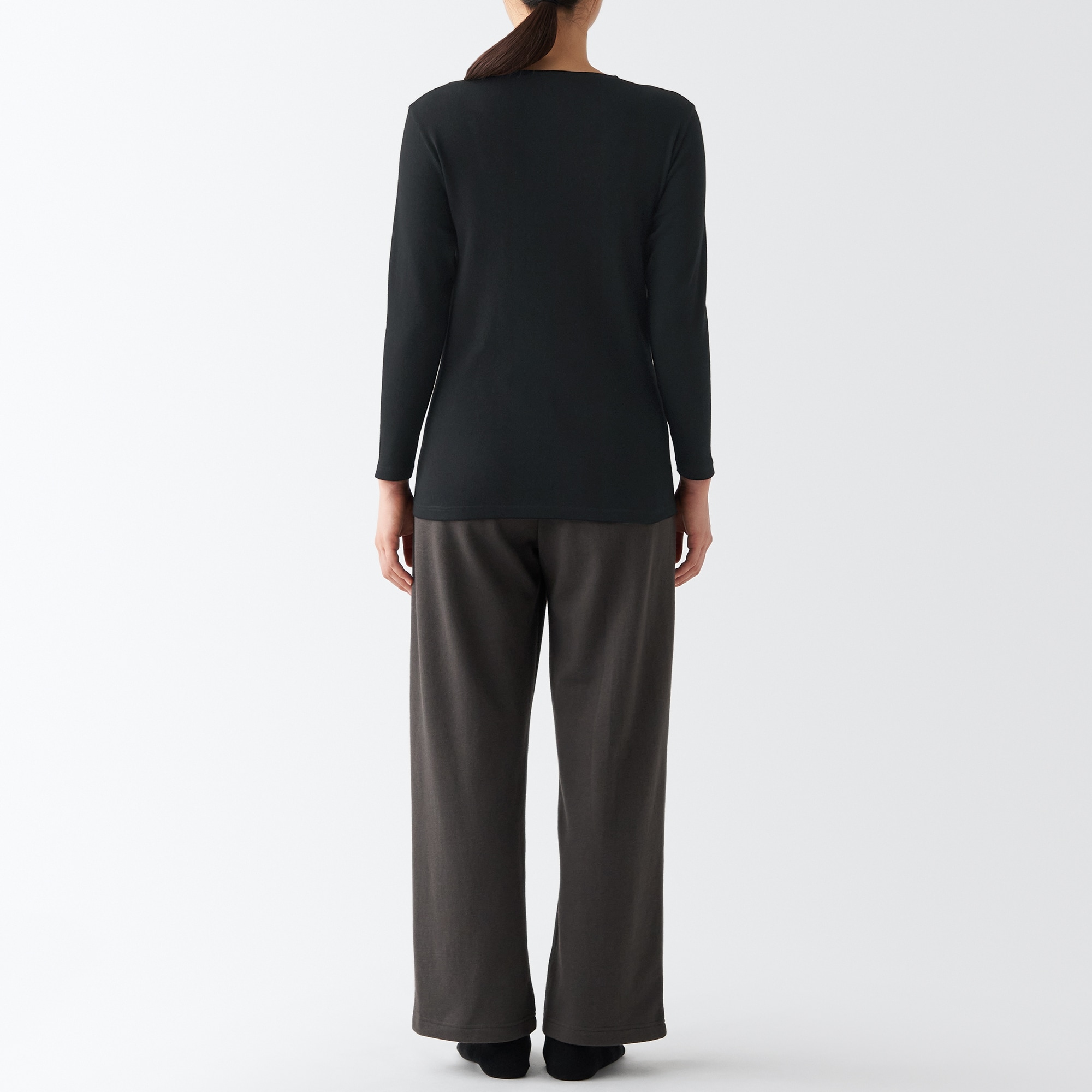 あったか綿　厚手　Ｕネック八分袖Ｔシャツ