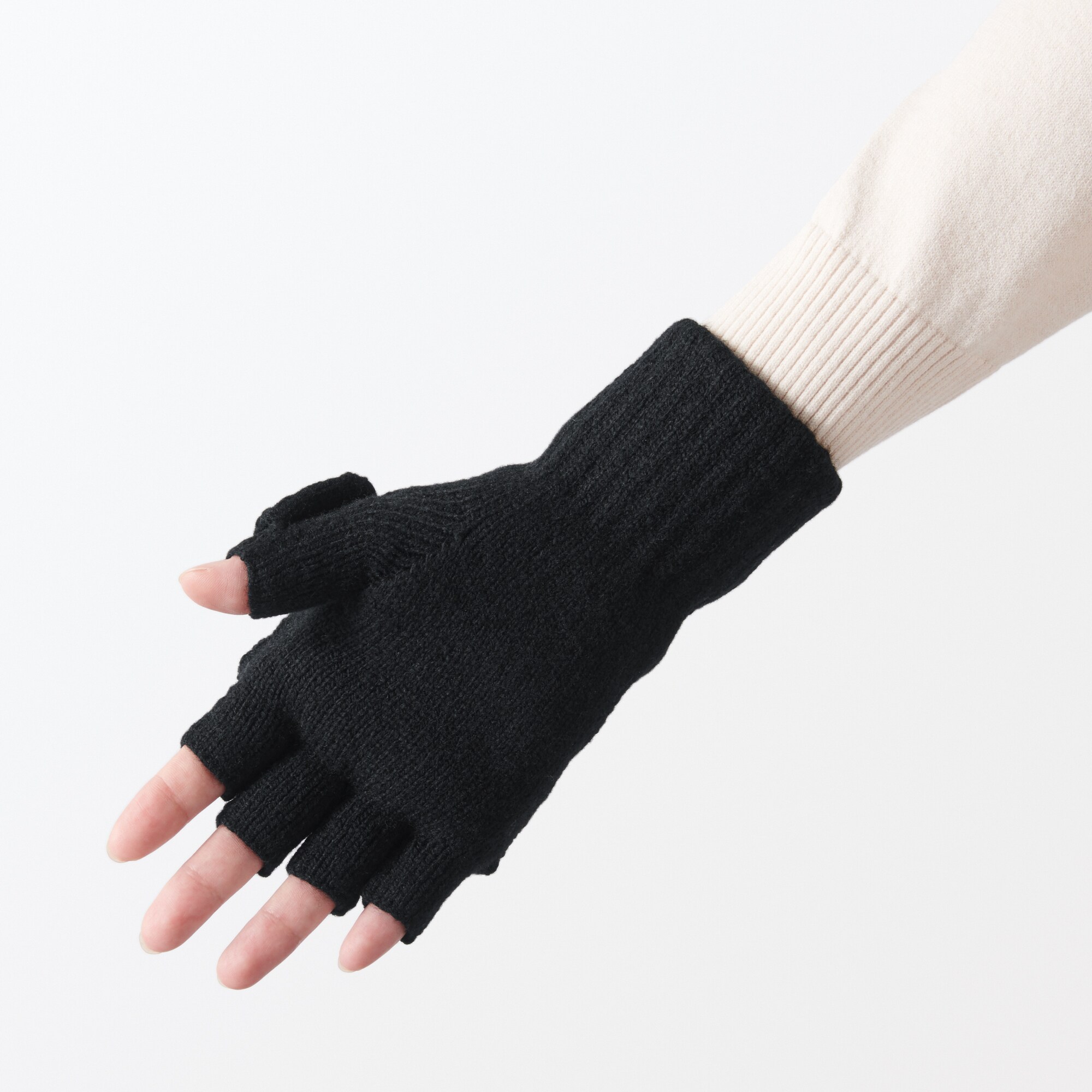 再生ポリエステル混　半指フード付き　手袋