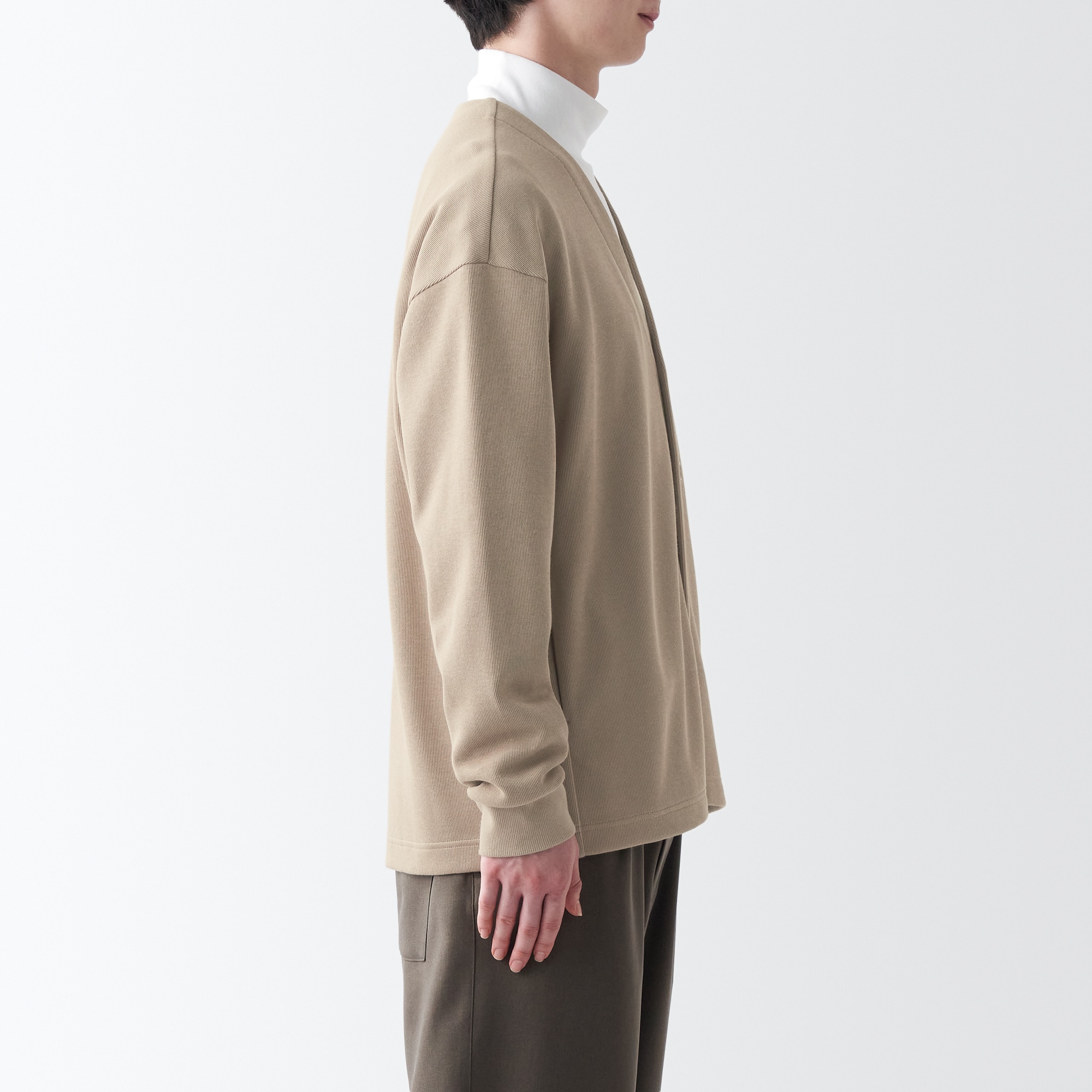 二重編みスウェットカーディガン