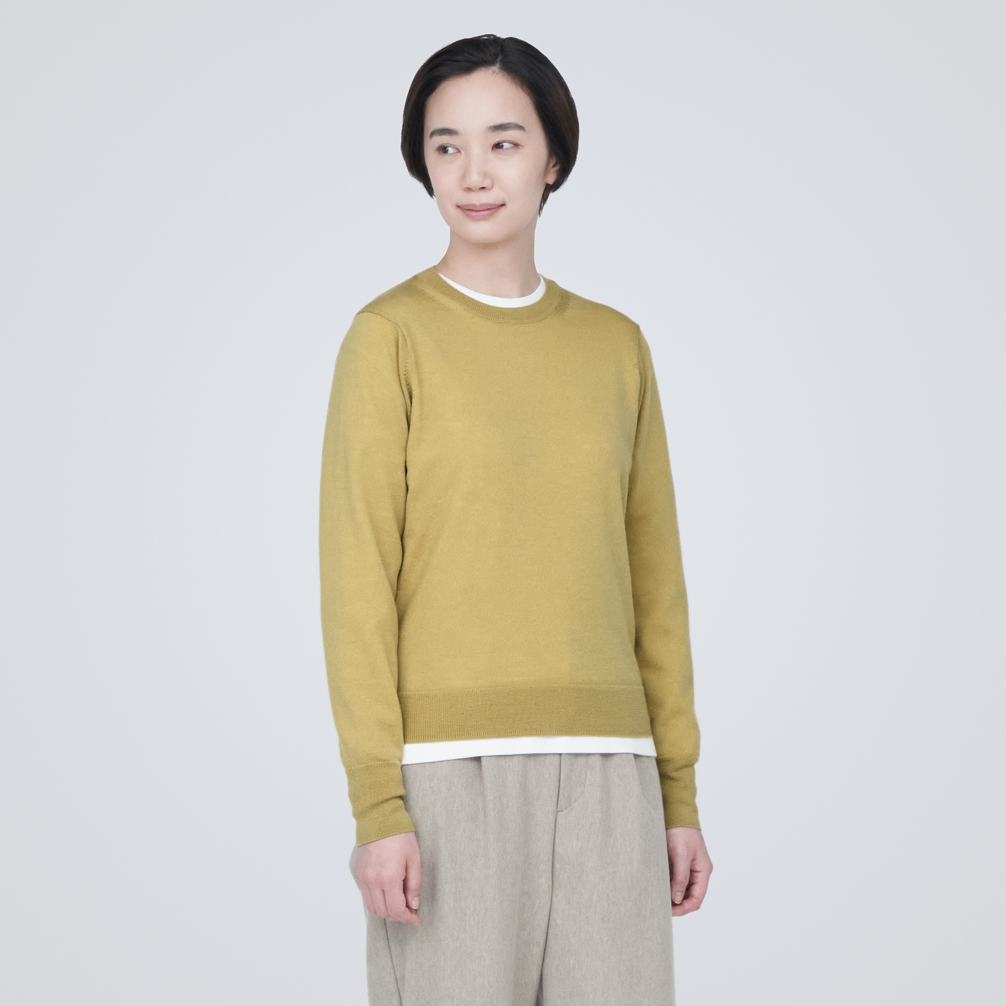 洗えるウールハイゲージクルーネックセーター