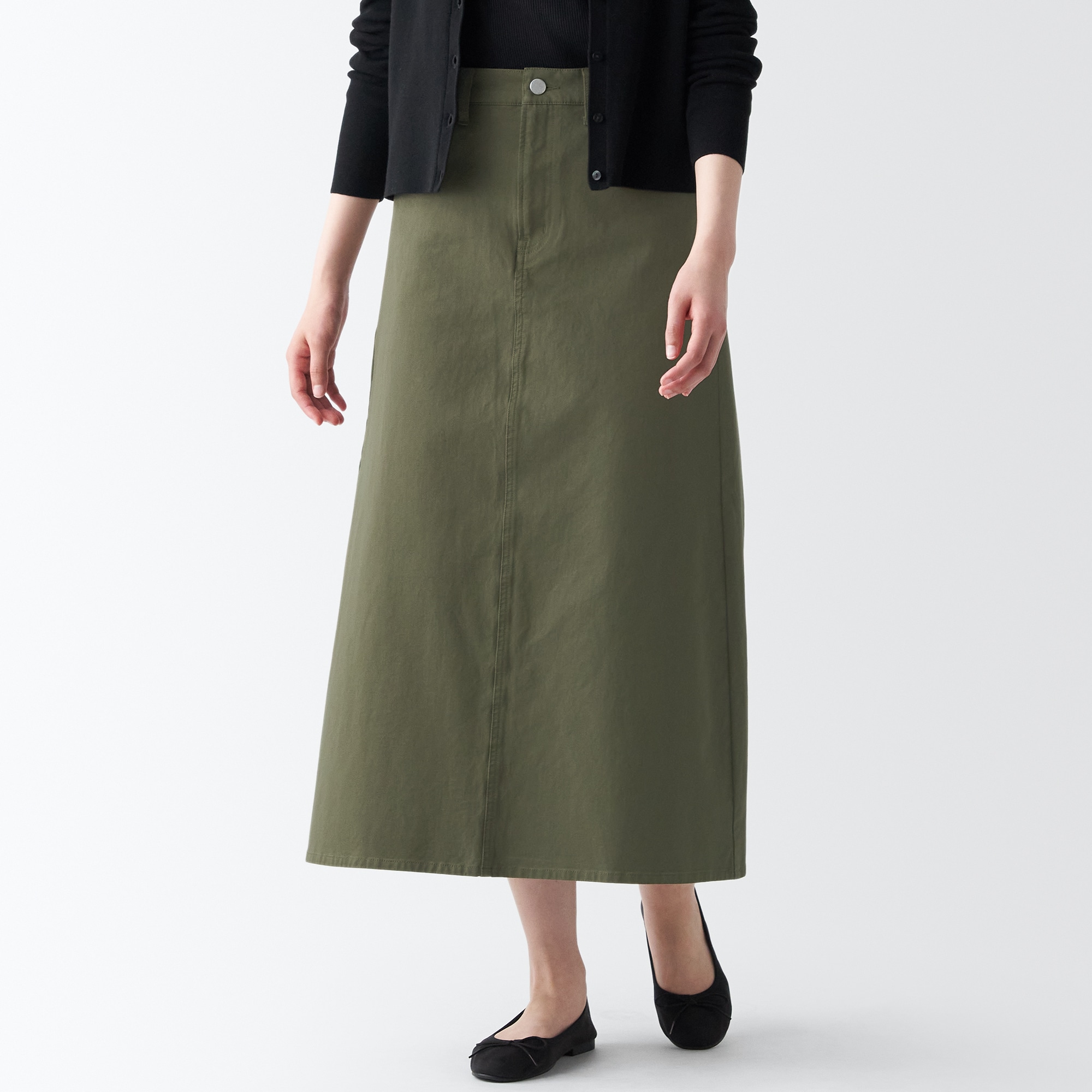 縦横ストレッチチノＡラインスカート