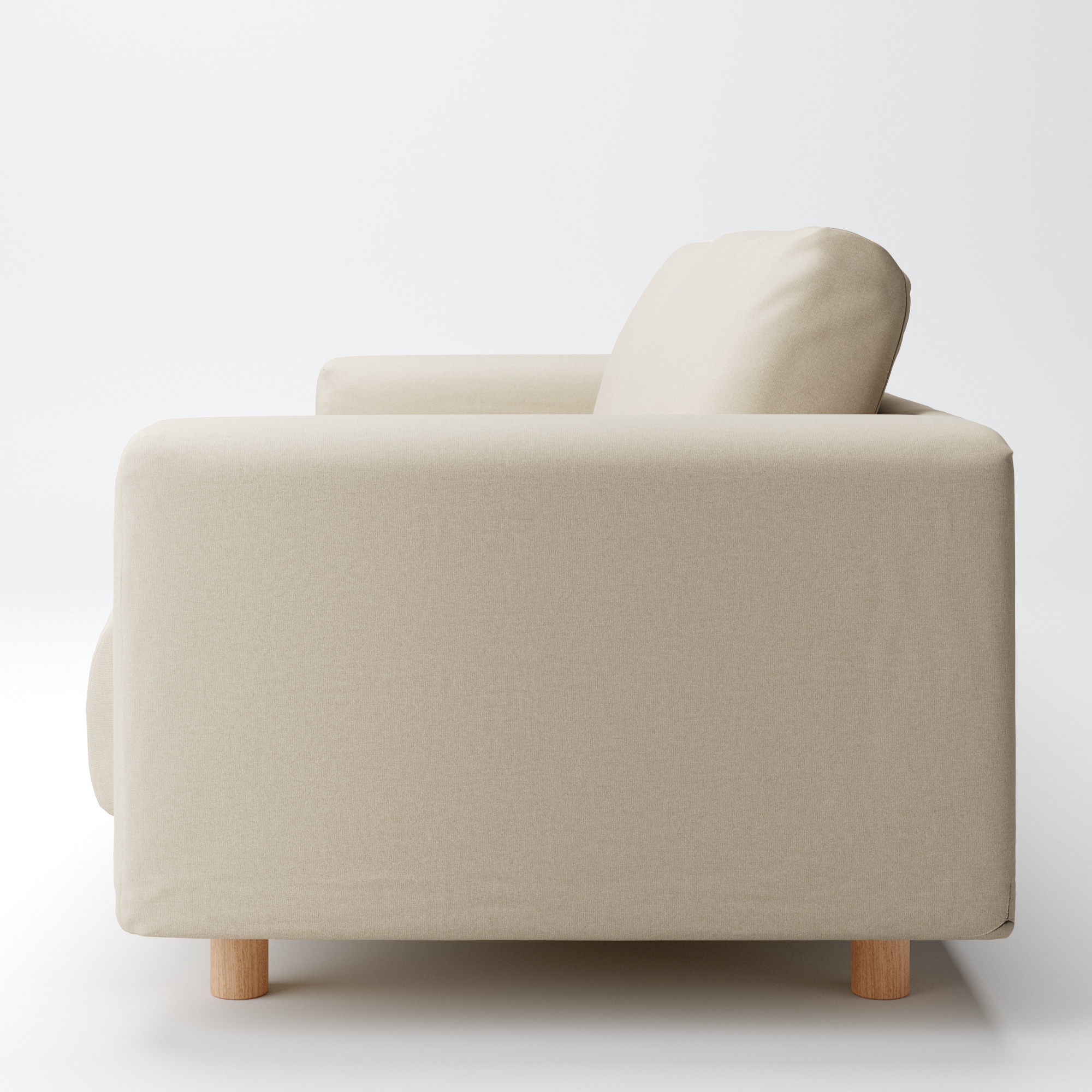 【カバー】綿シェニールソファ本体・３シーター・フェザーポケットコイル用カバー／ライトグレー