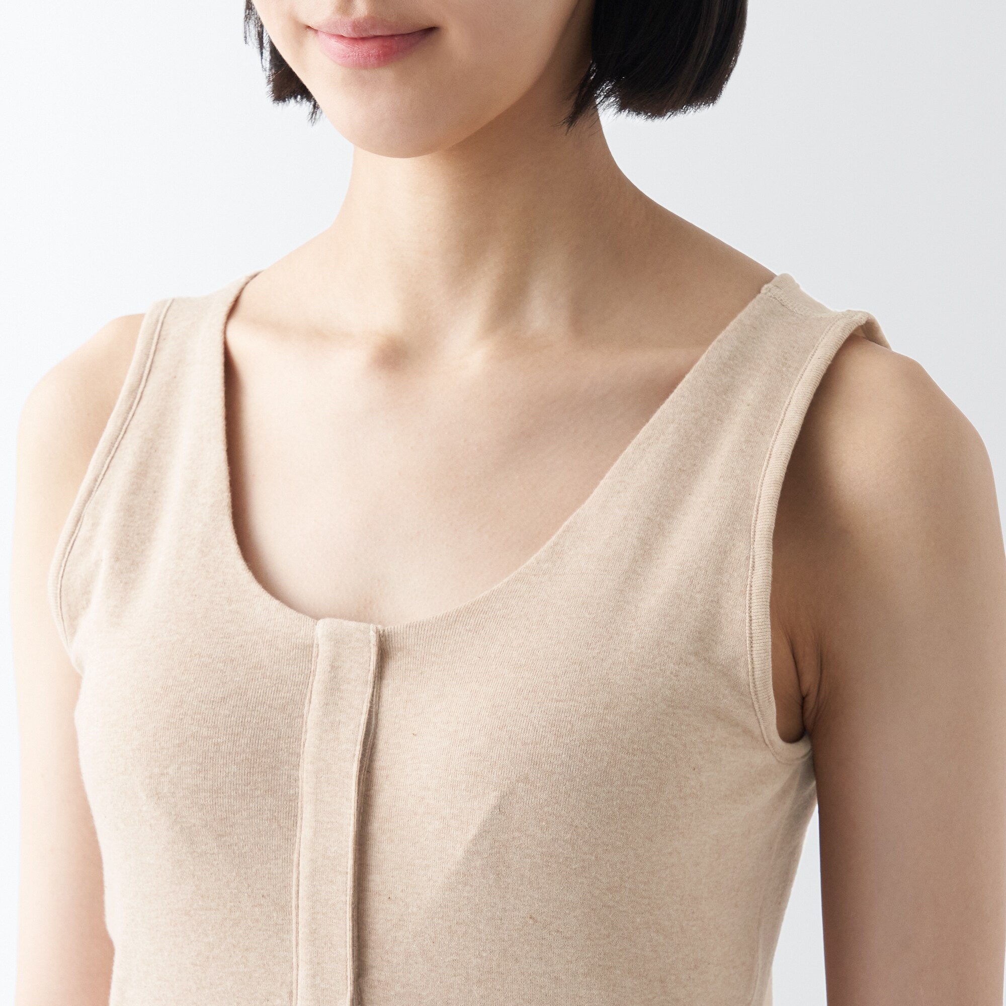 無染色前開きカップ入りタンクトップ