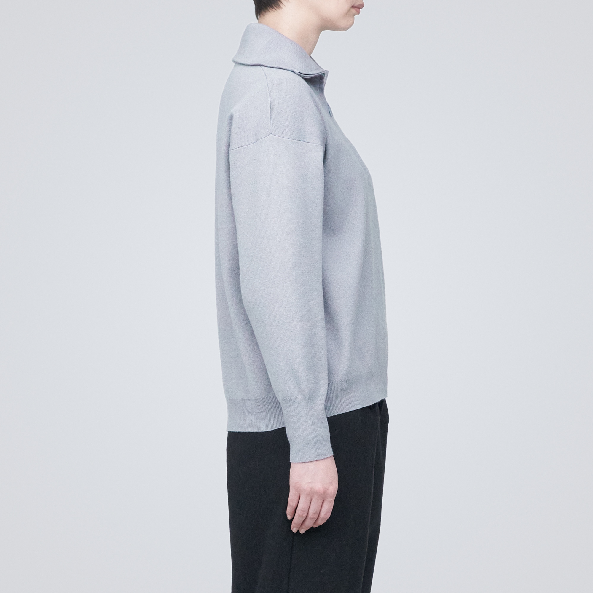 洗えるミラノリブ編みハーフジップセーター（婦人）