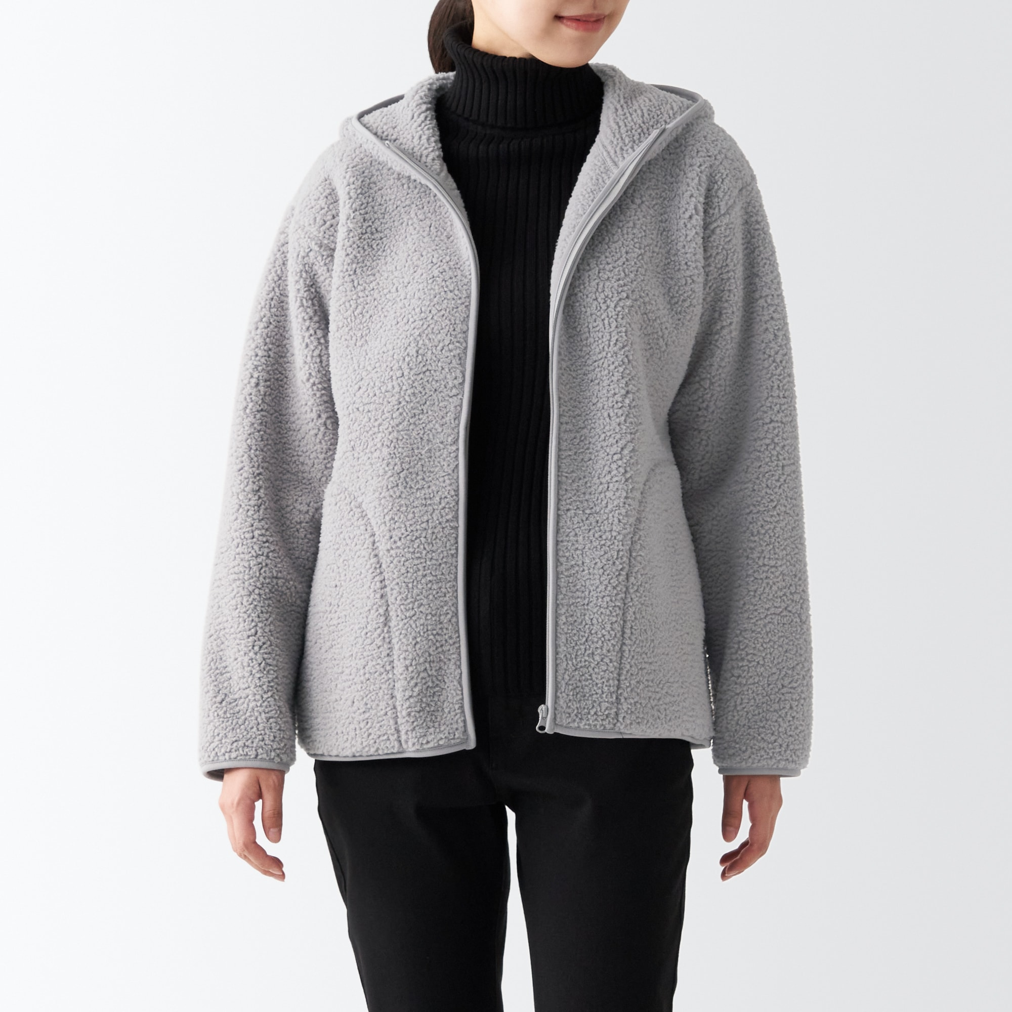 再生ポリエステルボアフリースパーカー