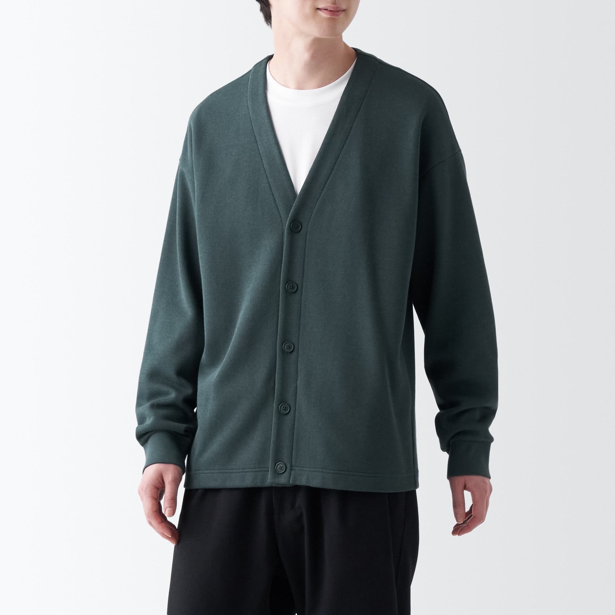 二重編みスウェットカーディガン