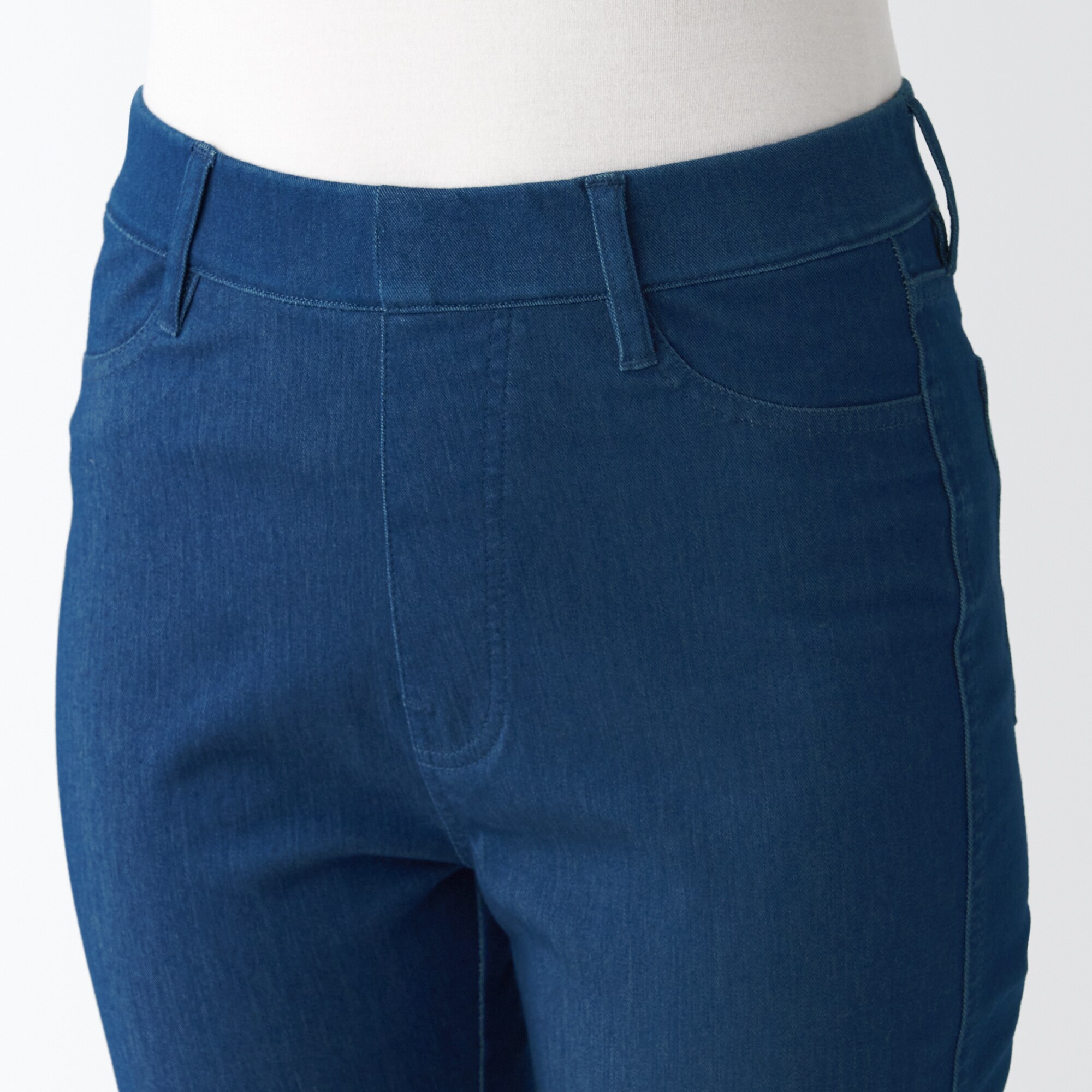 涼感ストレッチデニムクロップドレギンスパンツ