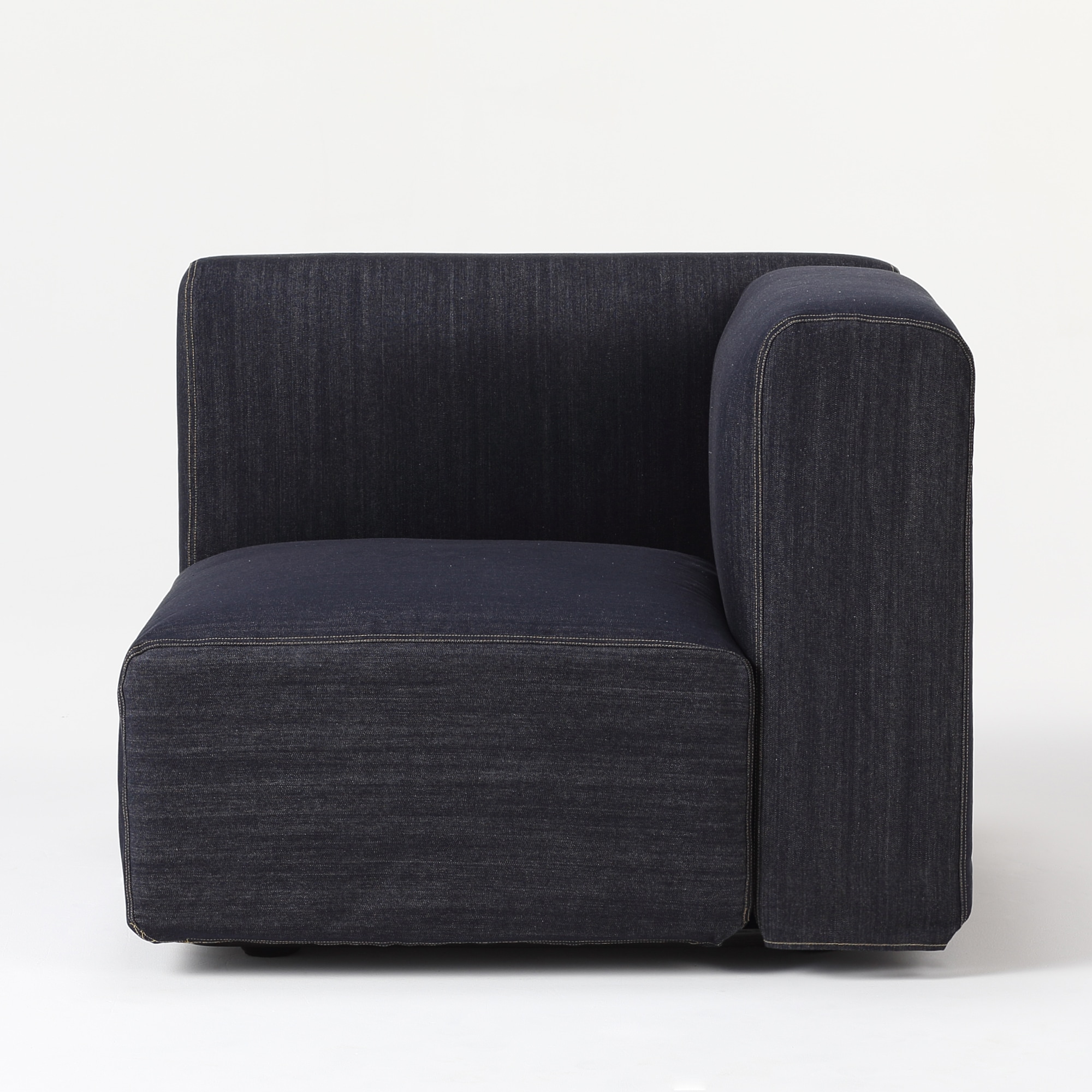 【カバー】綿デニムユニットソファアーム付小用カバー／ネイビー