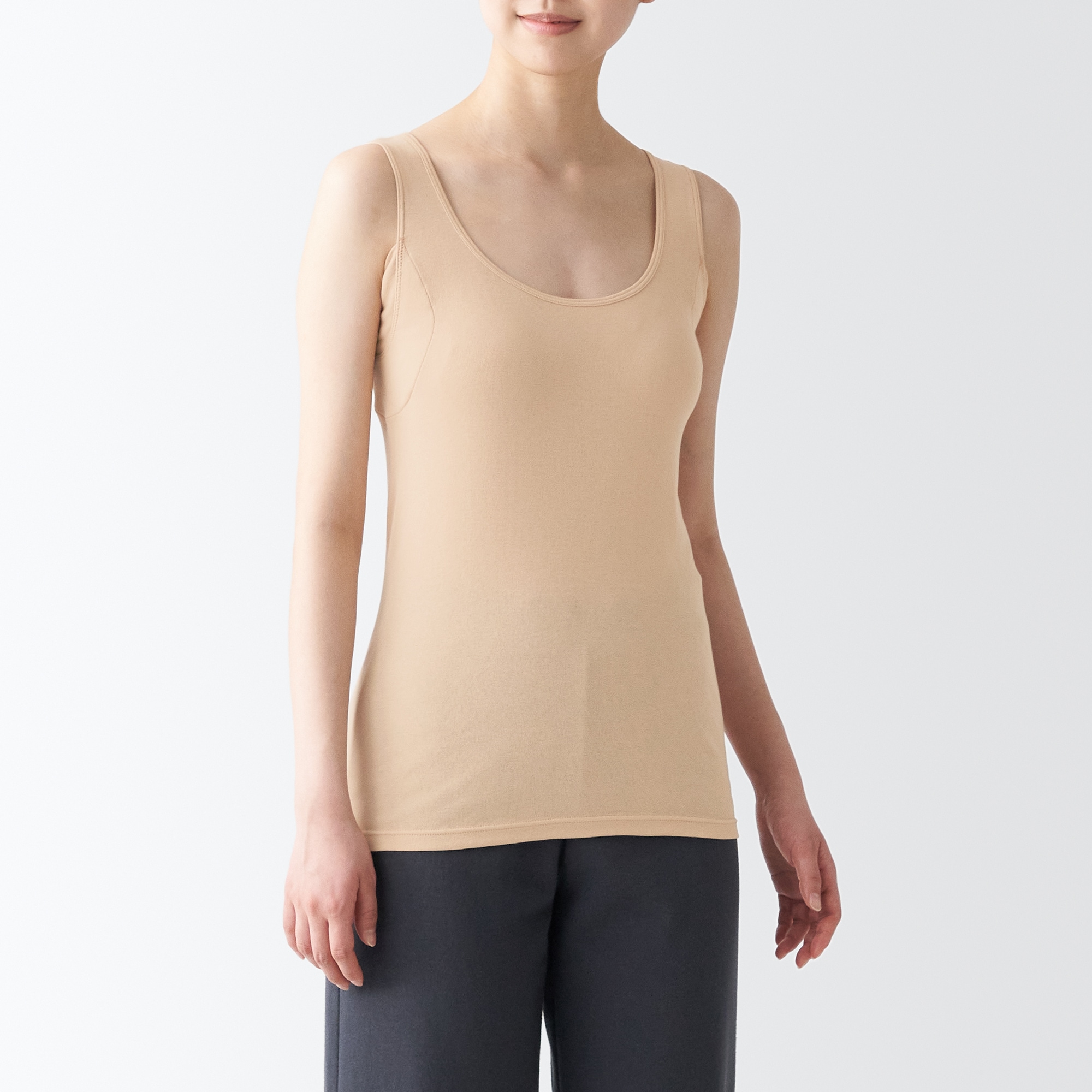 さらっと綿　汗取りパッド付きタンクトップ