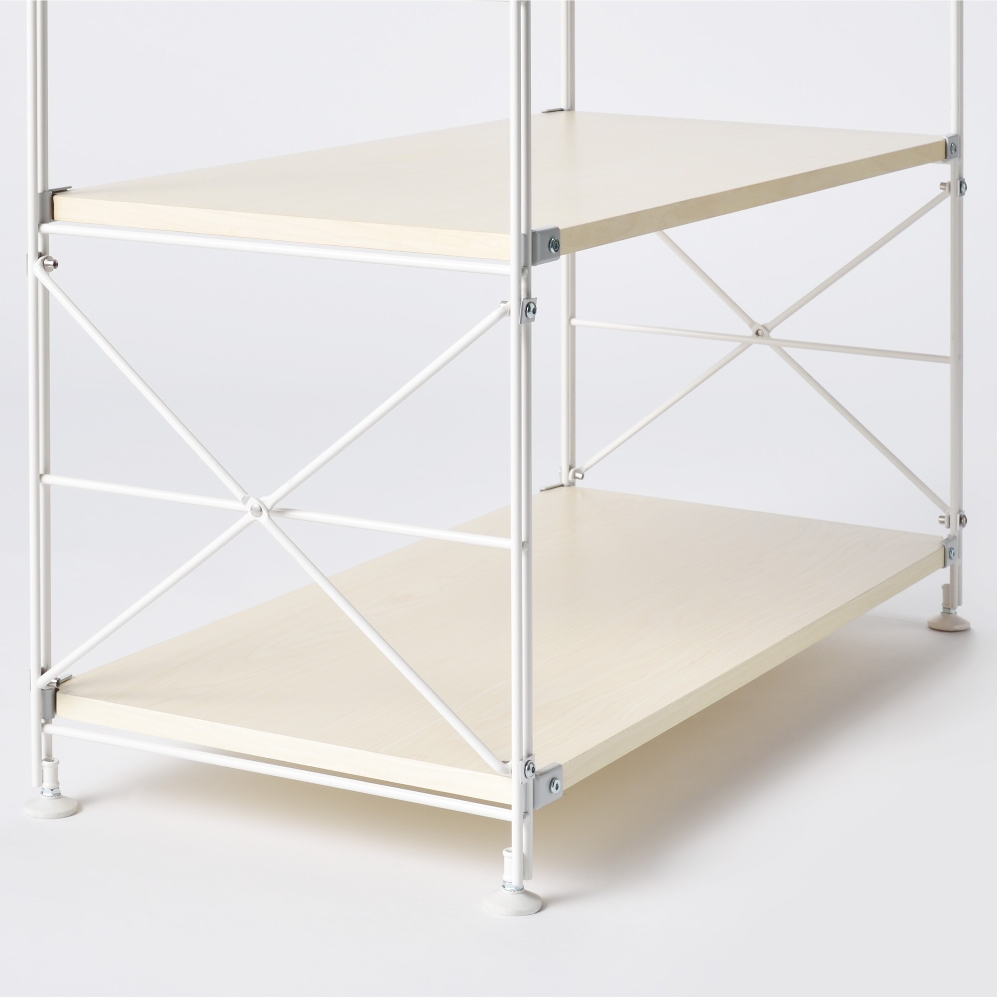 スチールユニットシェルフ用サイドクロスバー・ライトグレー　２組セット　奥行４１ｃｍ用