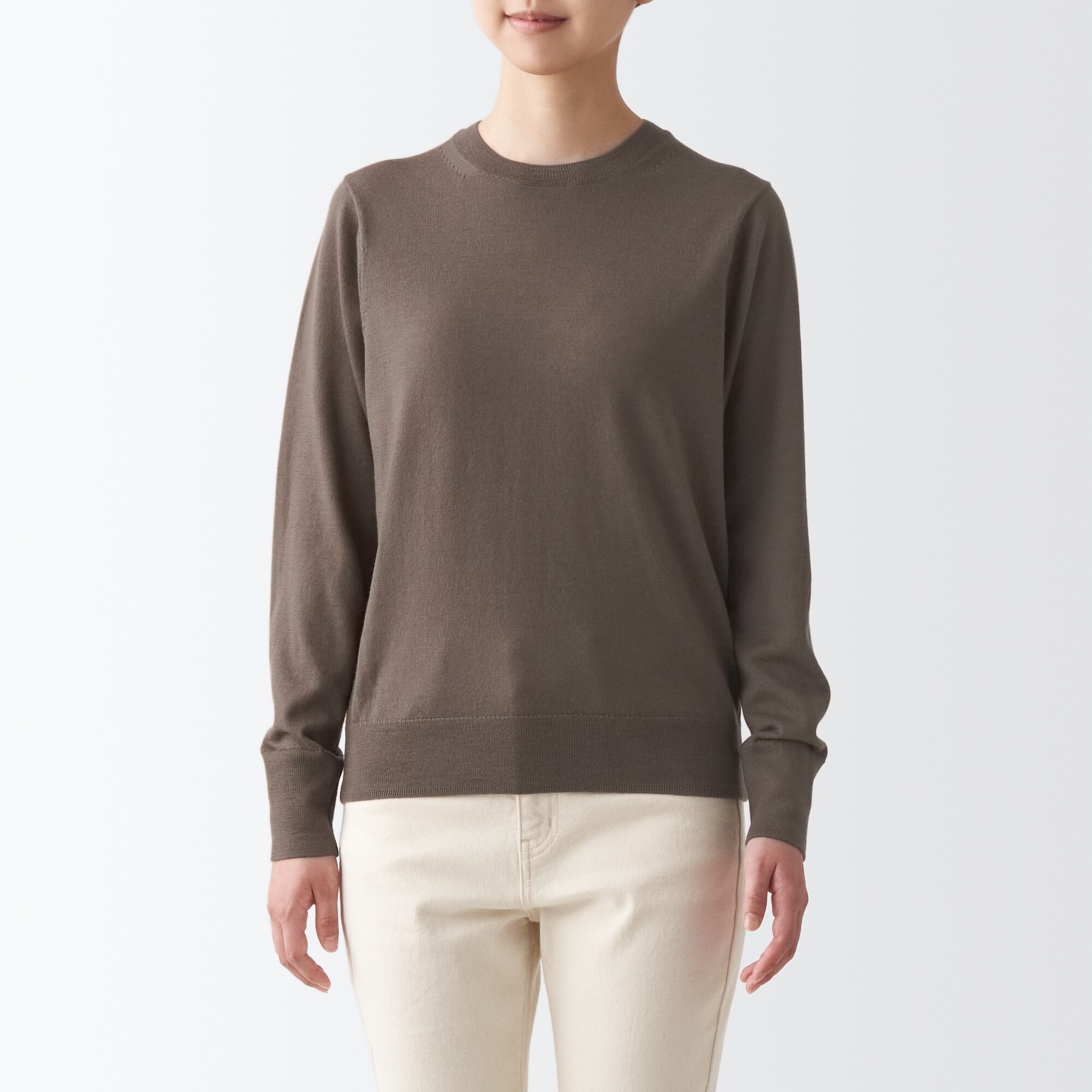 メリノウール洗えるクルーネックセーター