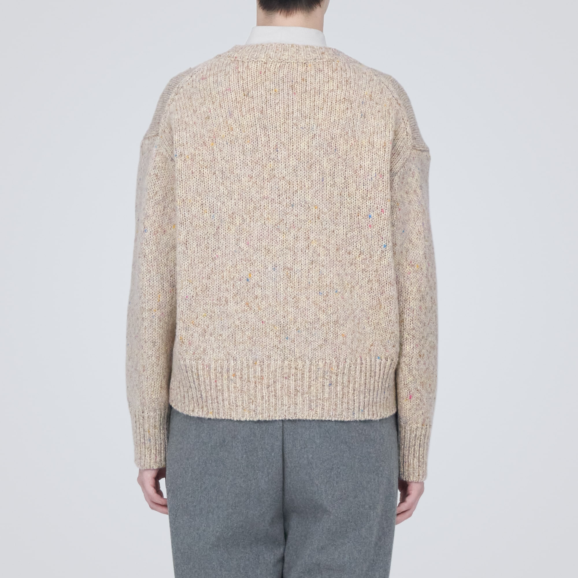 ウールヤク混ネップ糸Ｖネックセーター