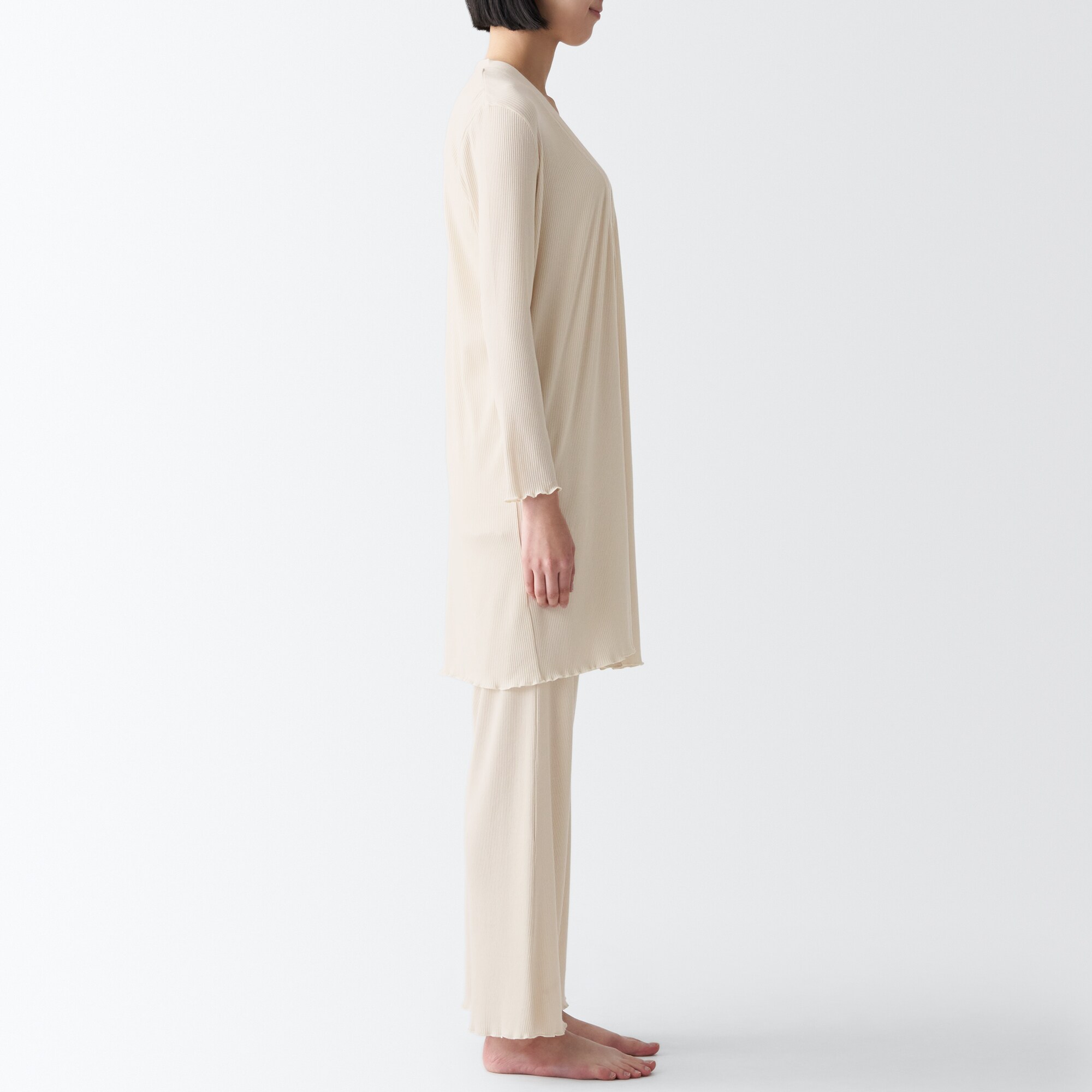 なめらかリブ　ロングカーディガン