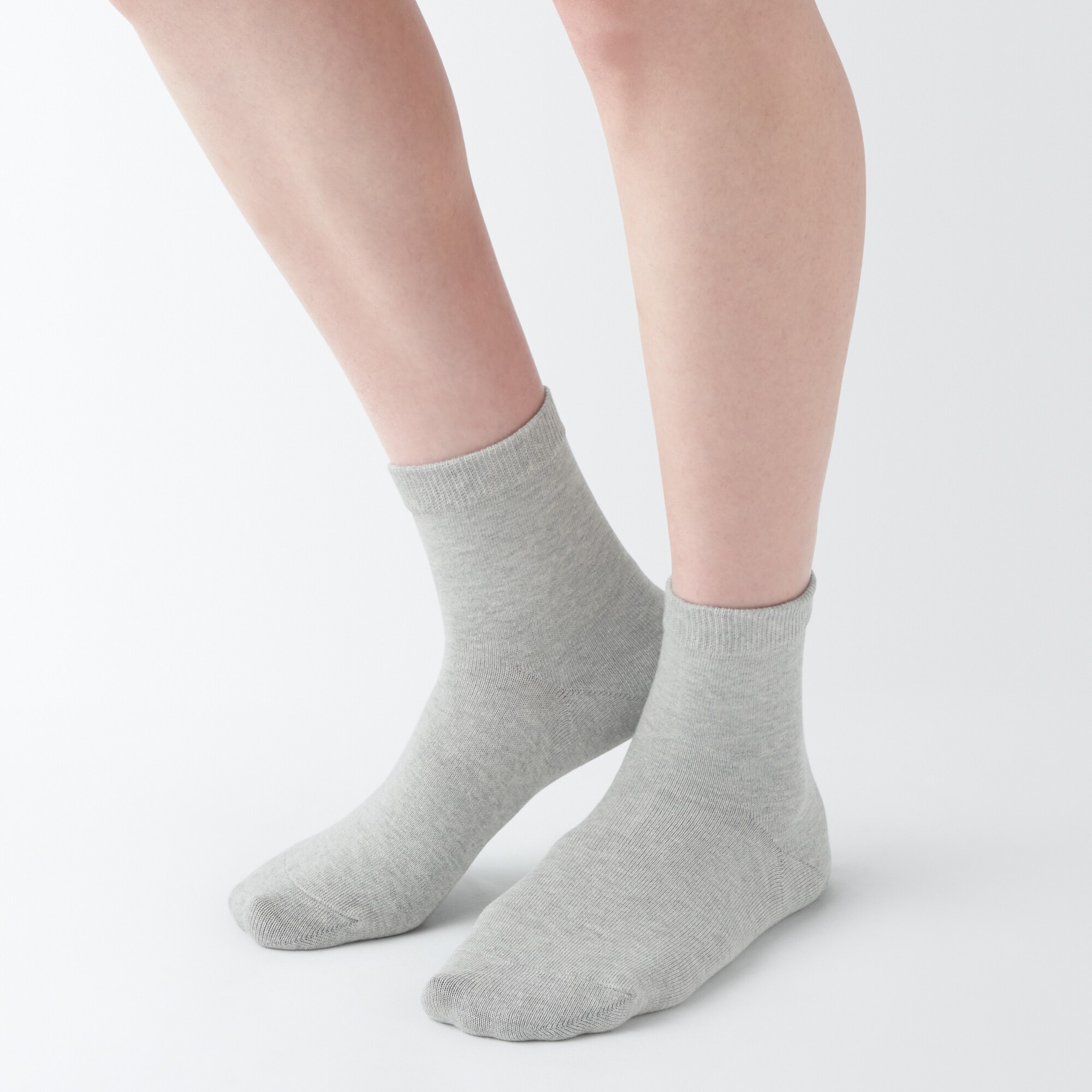 婦人　足なり直角　履き口やわらか　ショート丈靴下（口ゴムなし・三層）