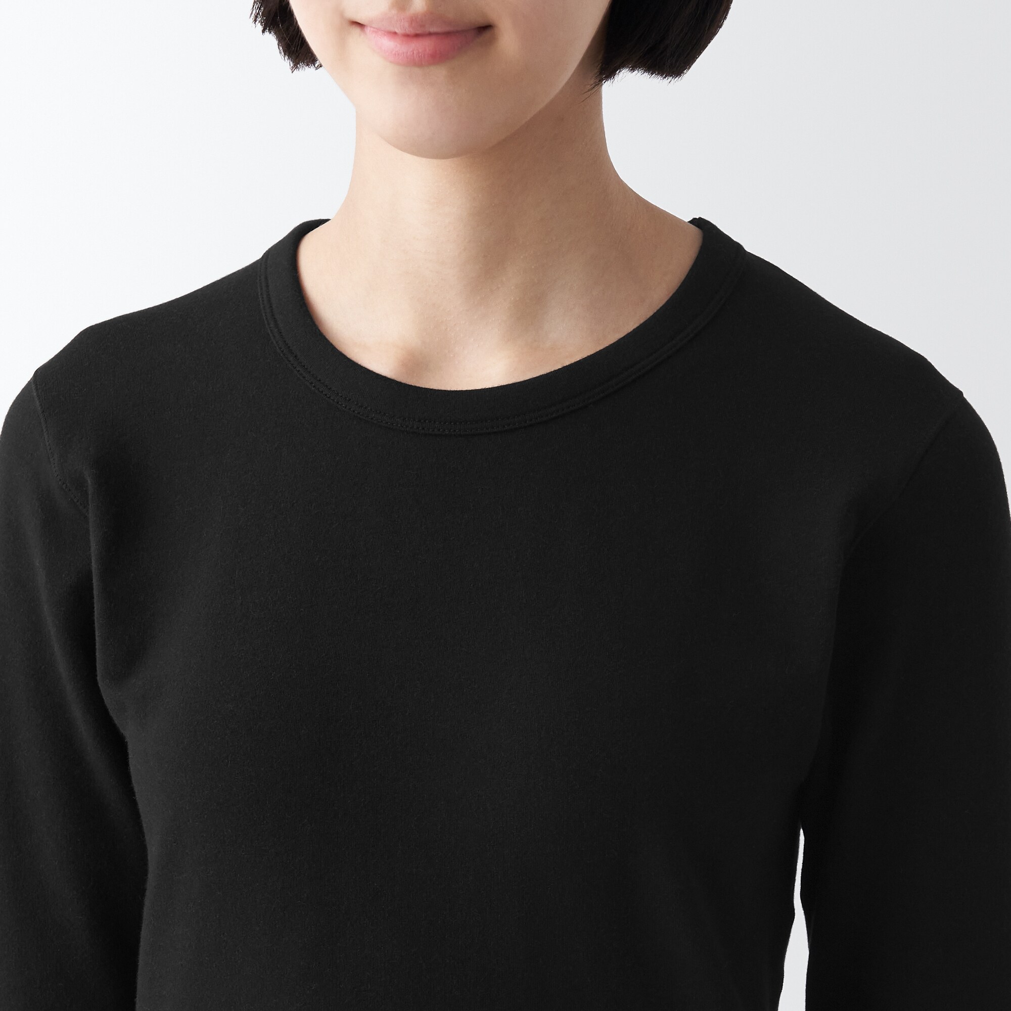 あったか綿　厚手　クルーネック長袖Ｔシャツ