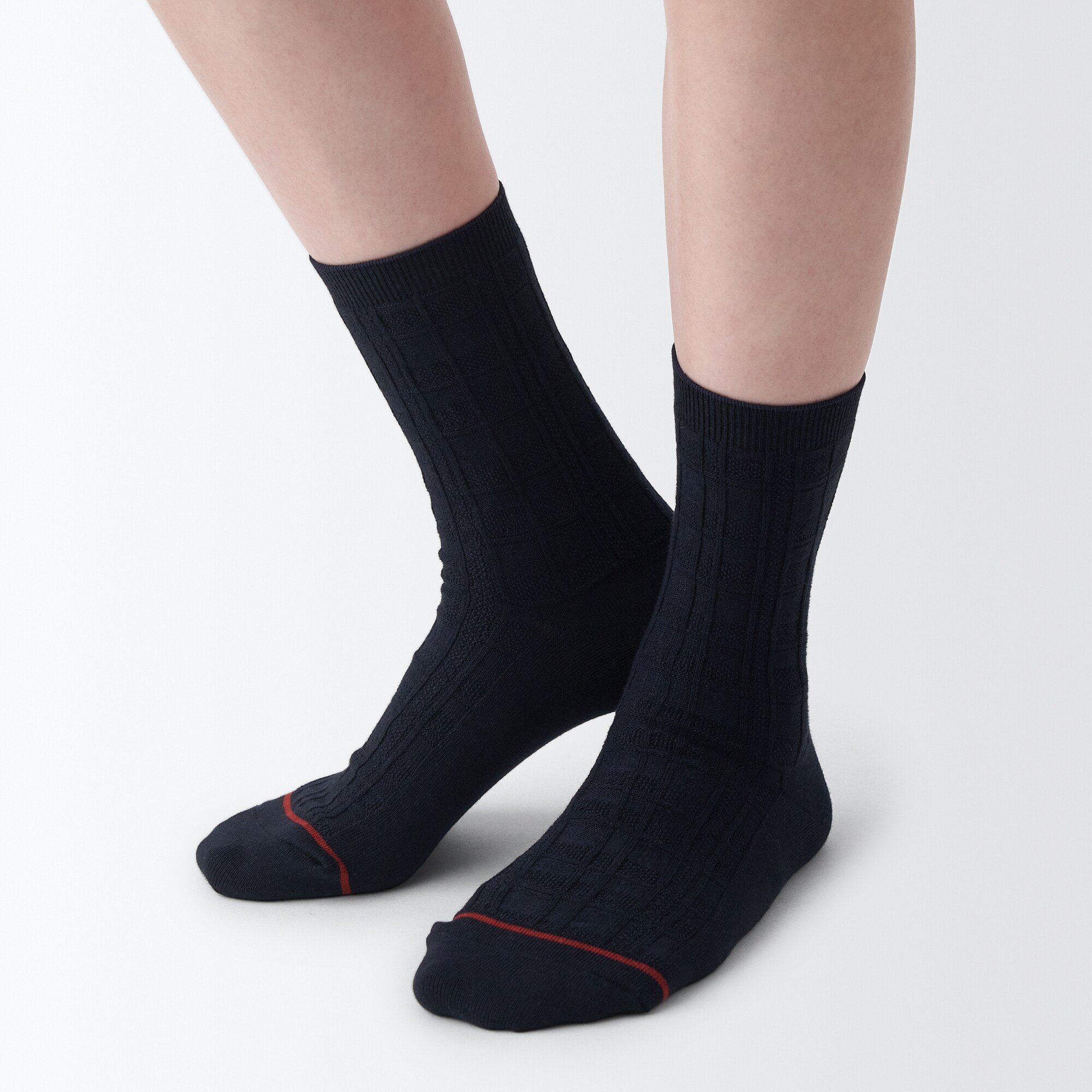 足なり直角　履き口やわらか　あったか綿　柄編み靴下（ウール入り／婦人）