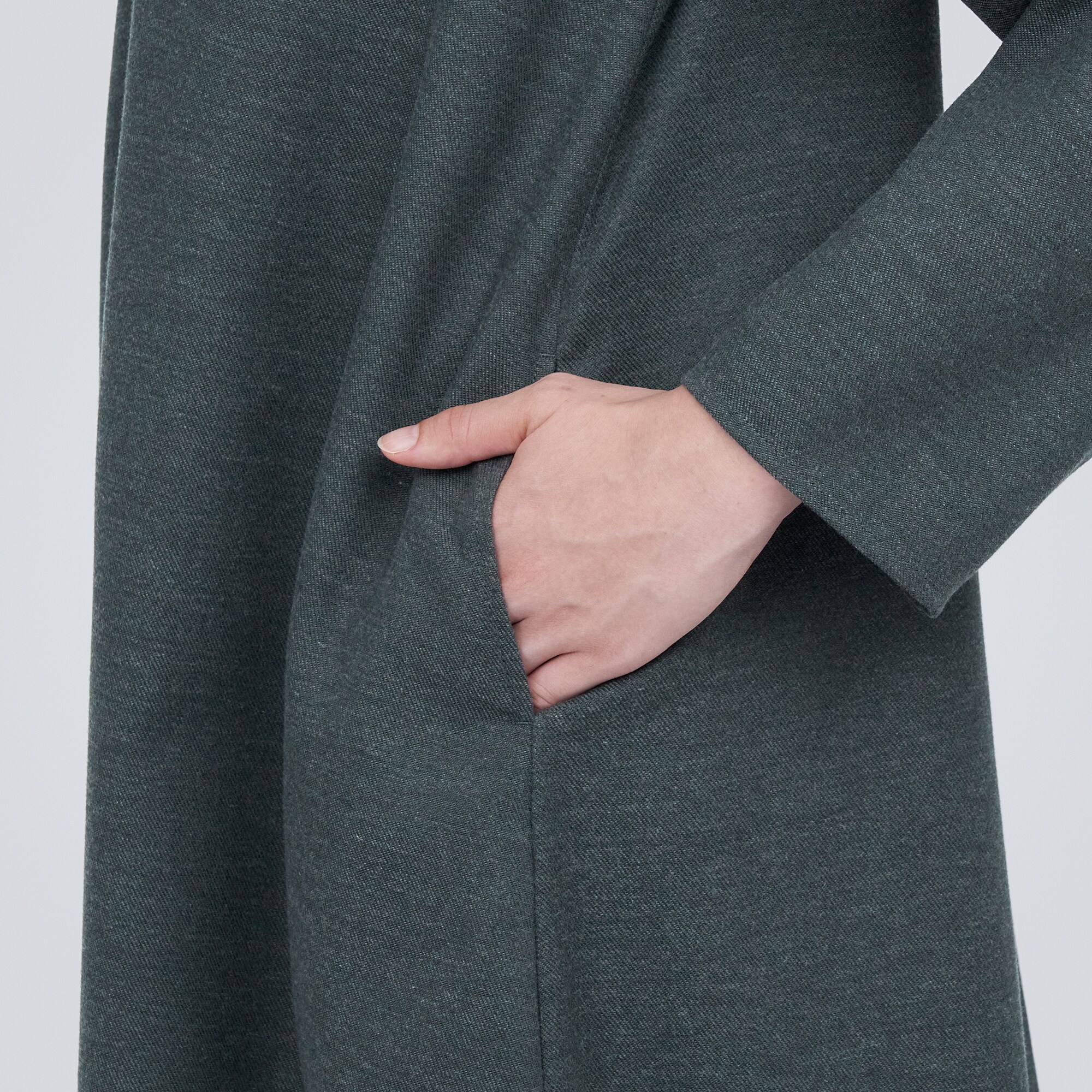 起毛キーネック長袖ワンピース