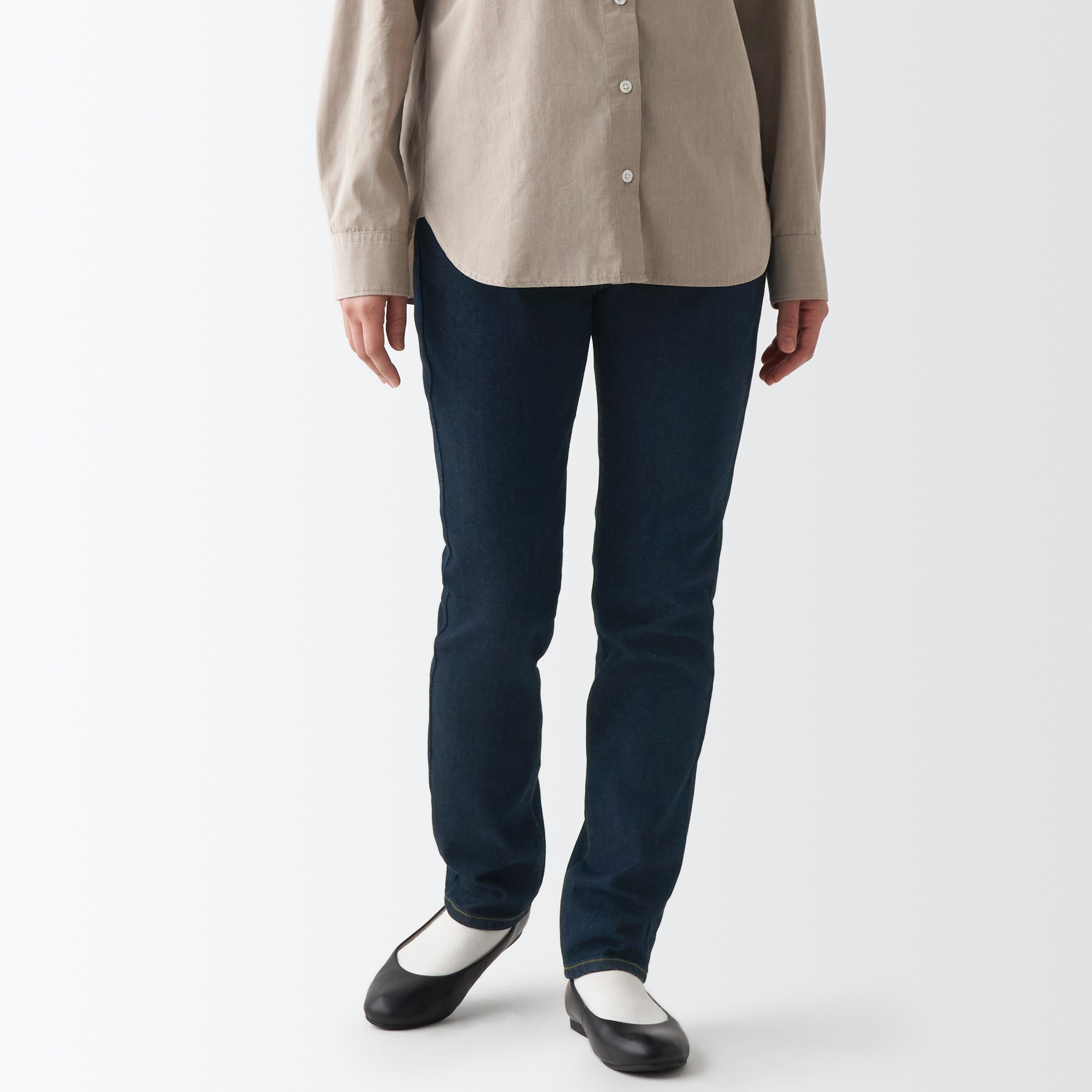 【スリム】ストレッチデニムスリムパンツ（股下７５ｃｍ）グレー