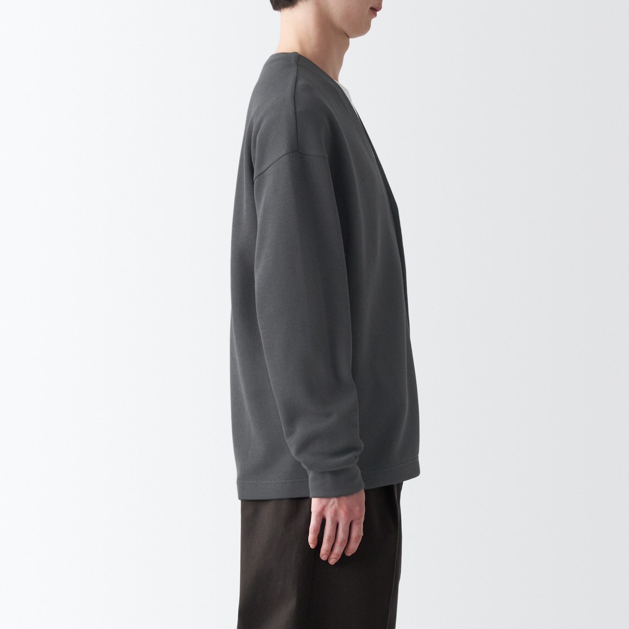 二重編みスウェットカーディガン