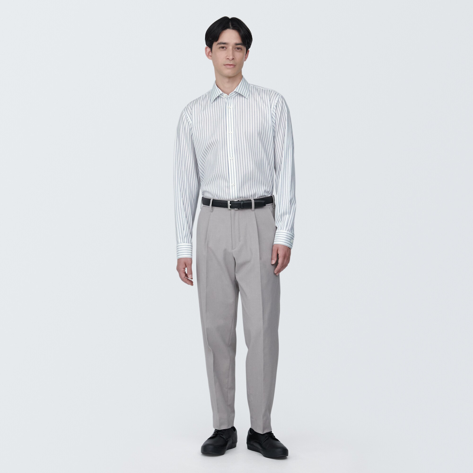 紳士　ノンアイロンセミワイドカラー長袖シャツ