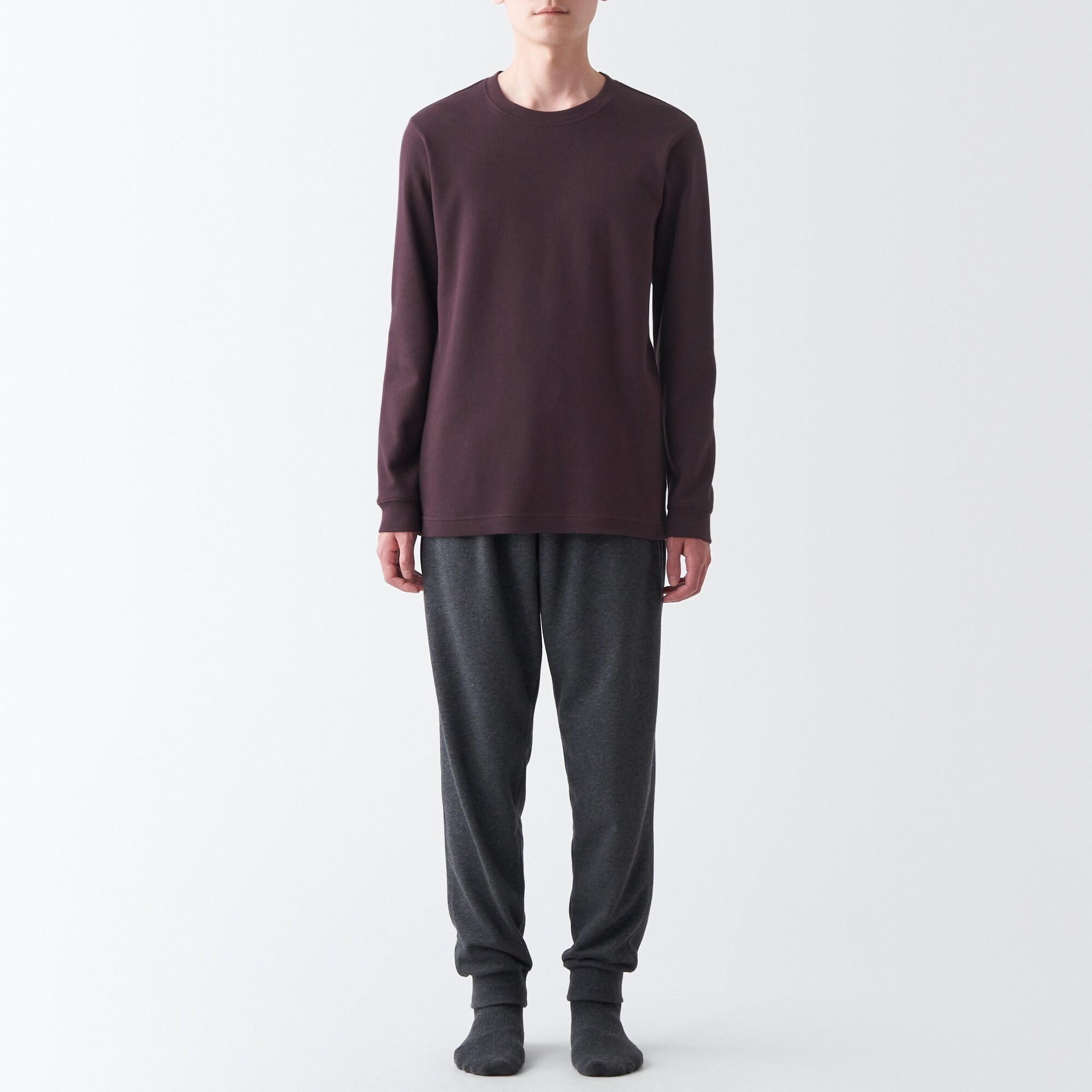 あったか綿　ウール　クルーネック長袖Ｔシャツ