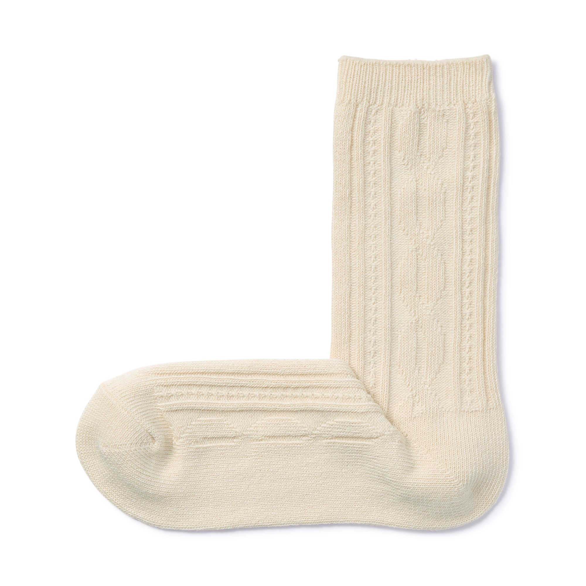 【数量限定】足なり直角　履き口やわらか　ケーブル柄靴下（婦人）