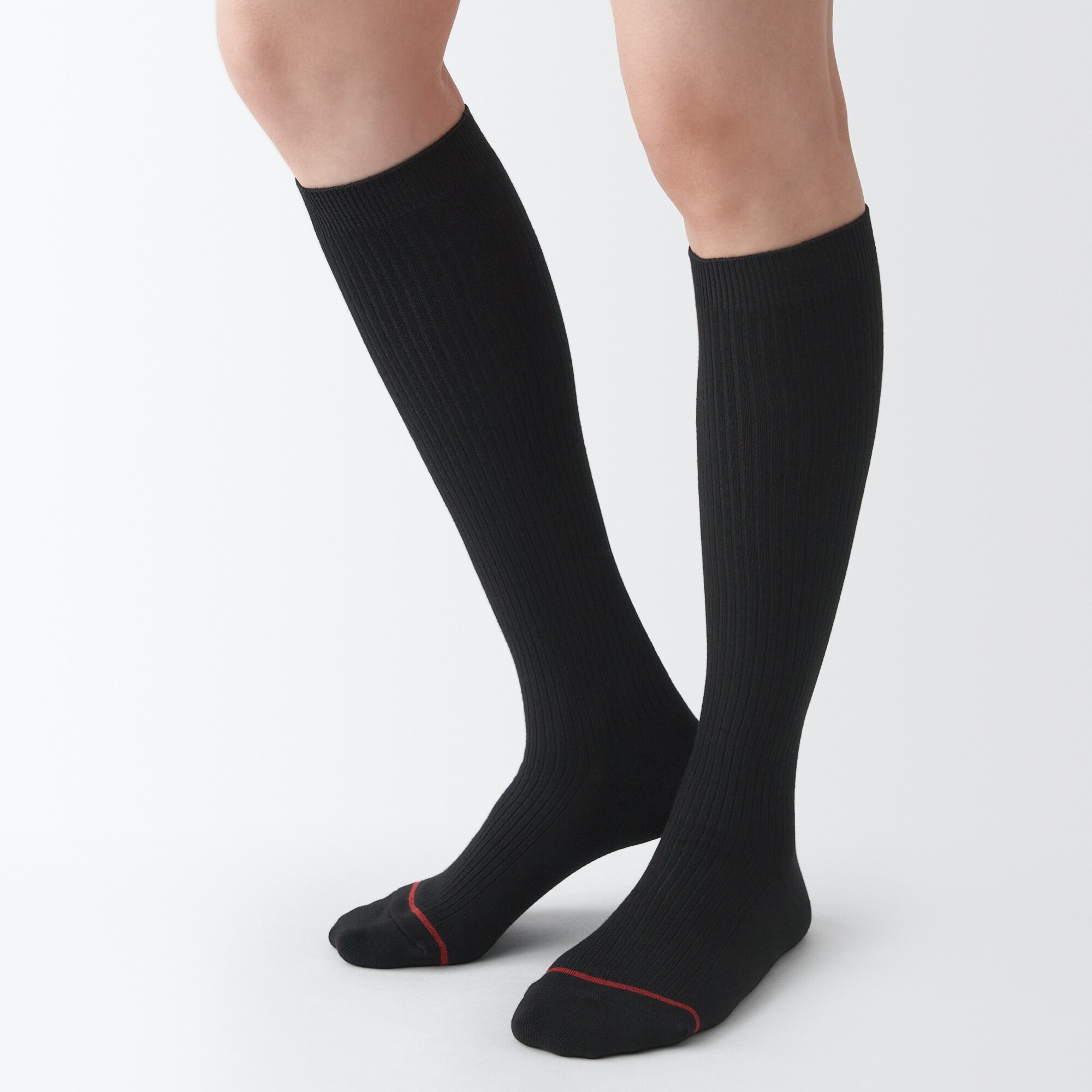 足なり直角　履き口やわらか　あったか綿　リブハイソックス（ウール入り／婦人）