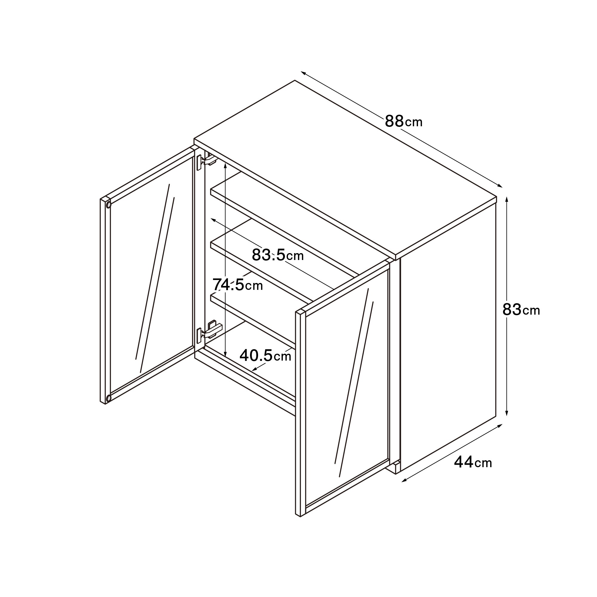 木製キャビネット　ガラス扉
