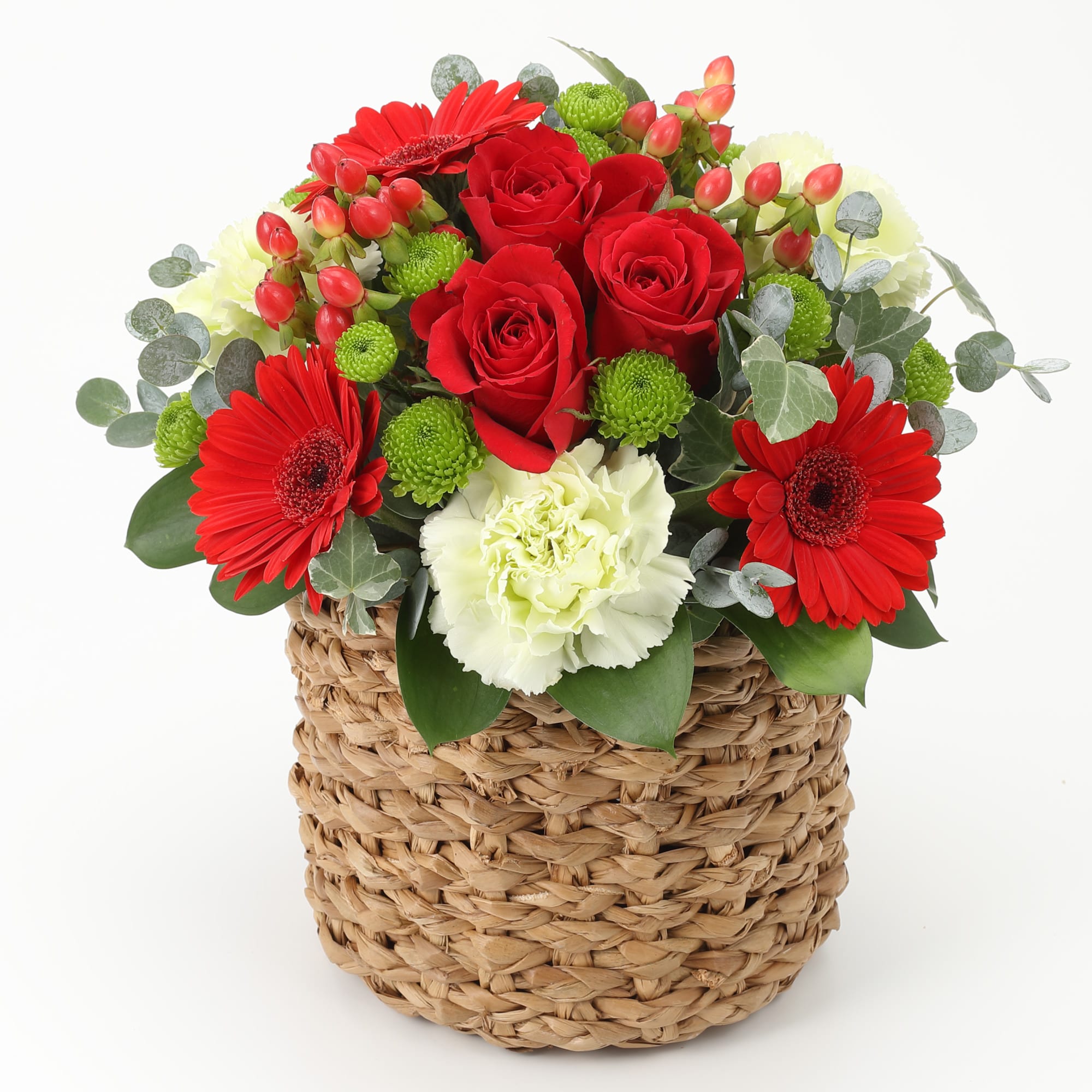 バラとガーベラのアレンジＬ　赤