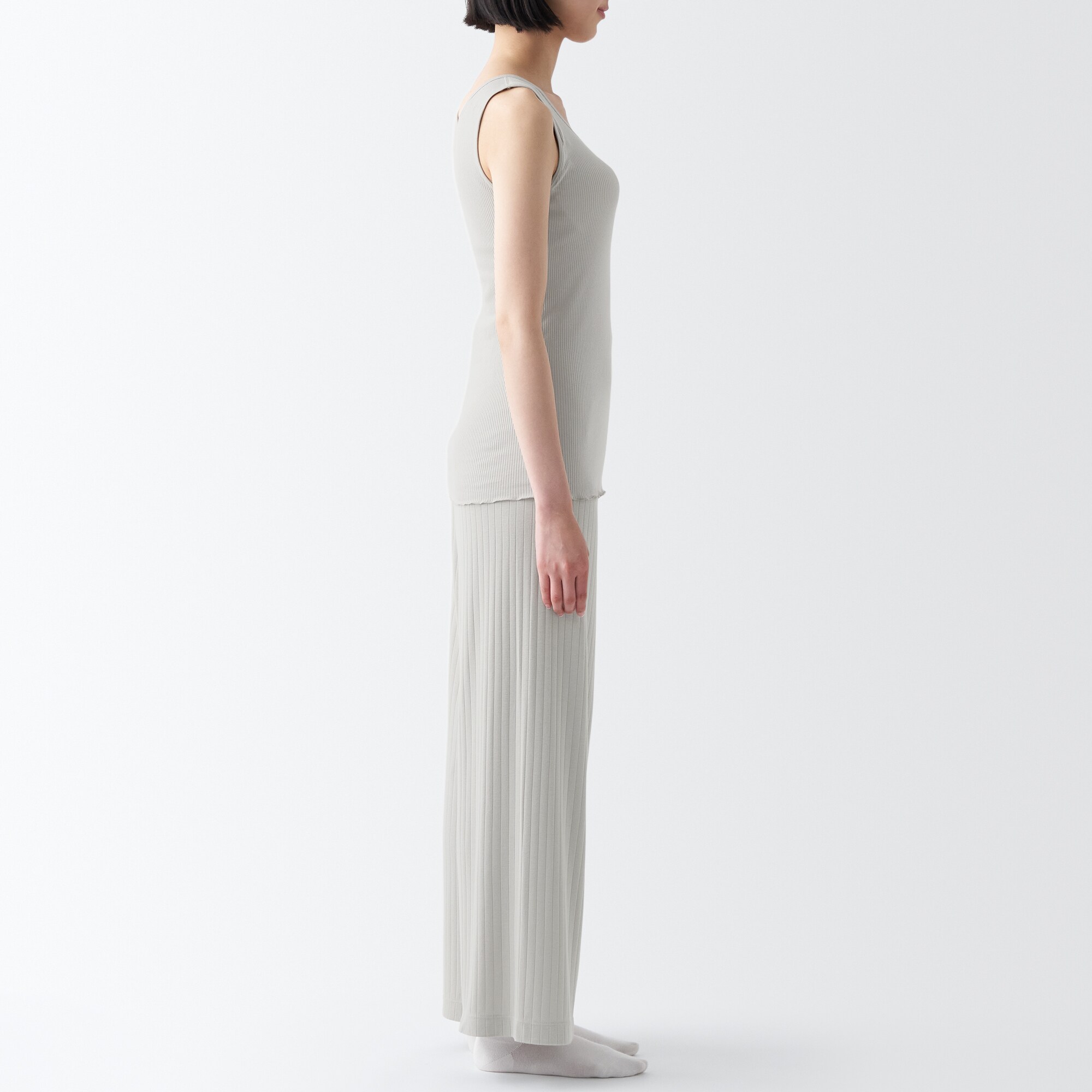 ワイドリブ　ロングパンツ