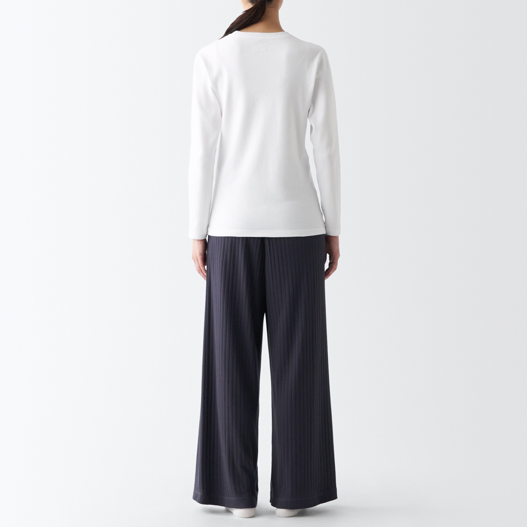 あったか綿　ウール　クルーネック長袖Ｔシャツ