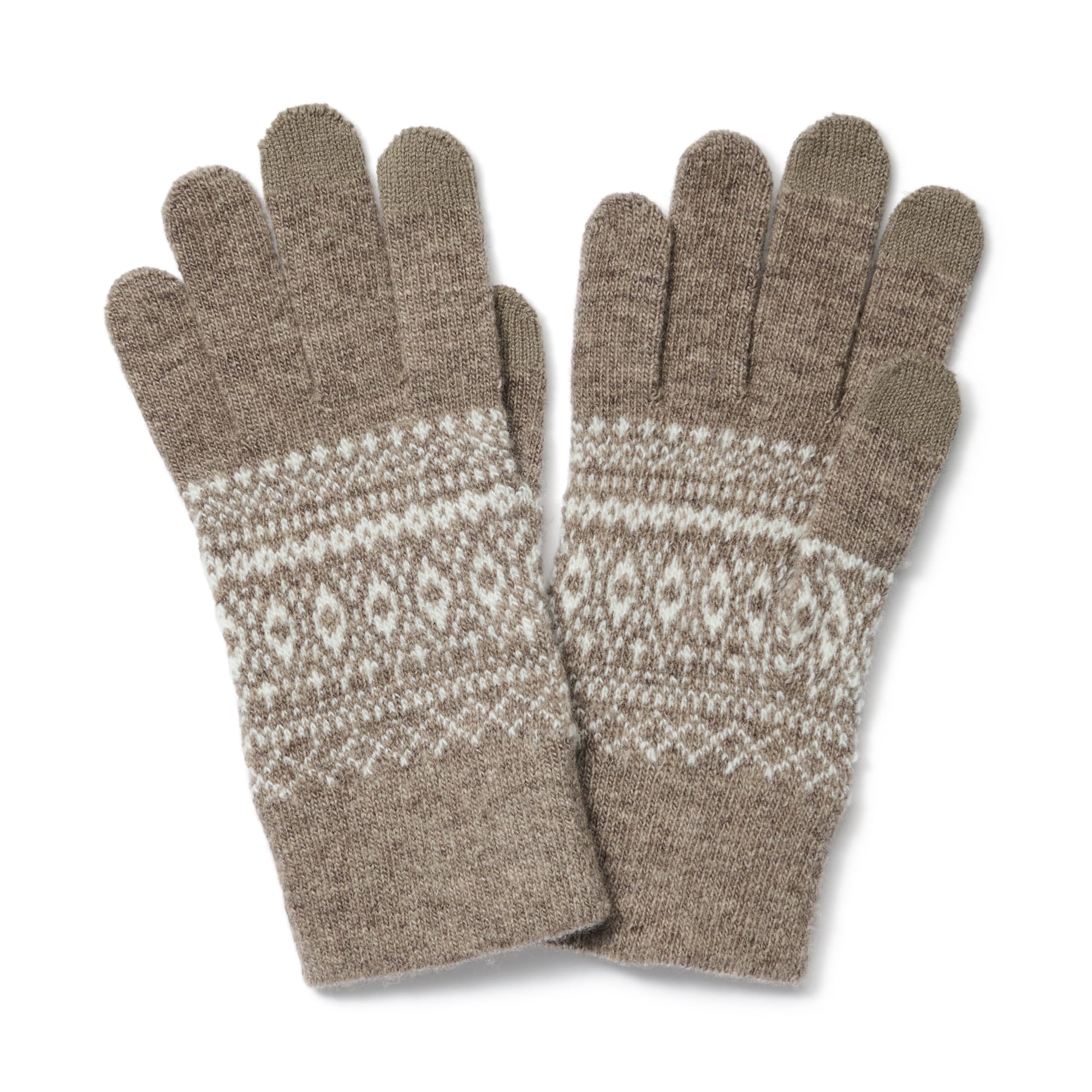 ウール混　裏起毛　　タッチパネル手袋　（柄）