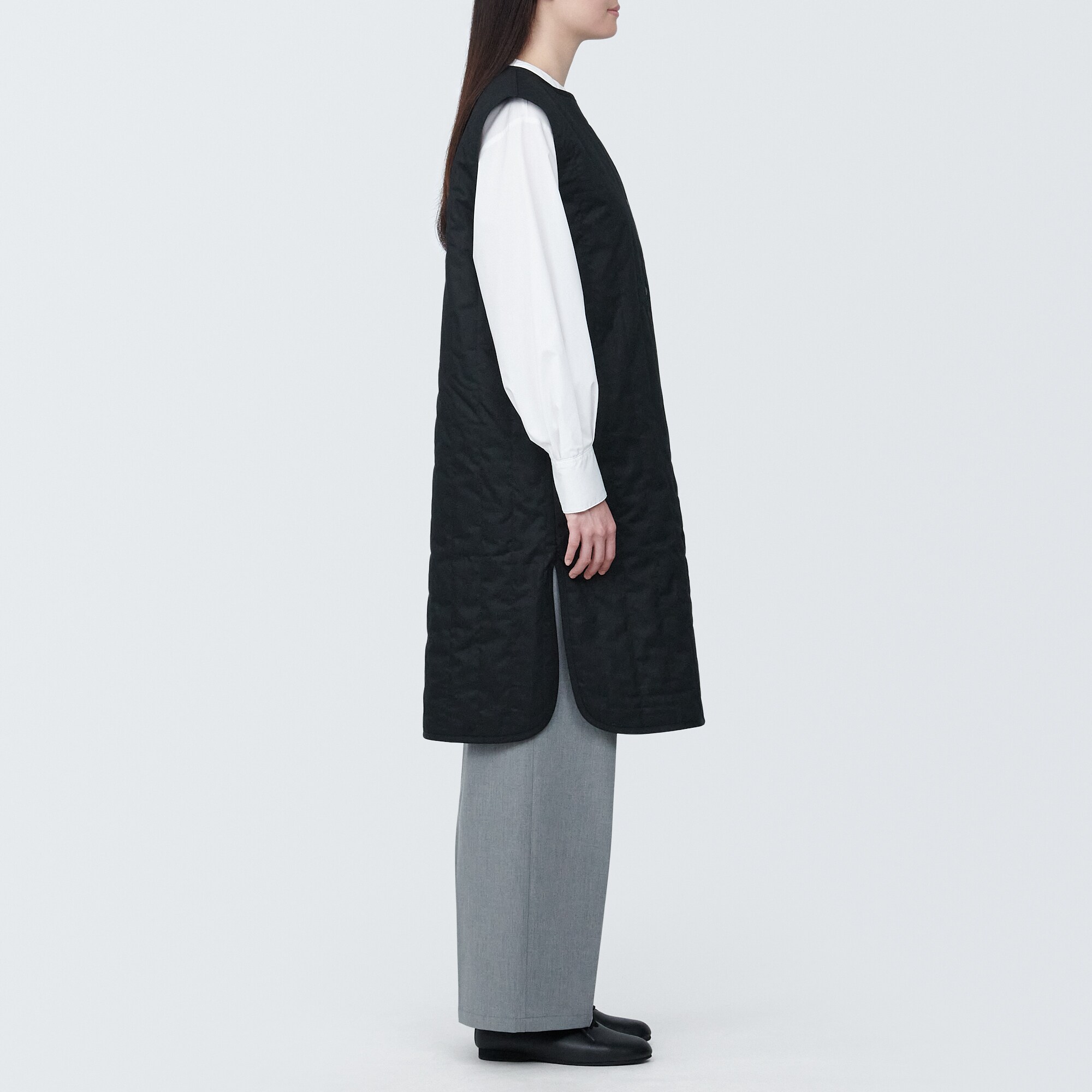 婦人　木の実から作ったカポック混中わたロングジレ