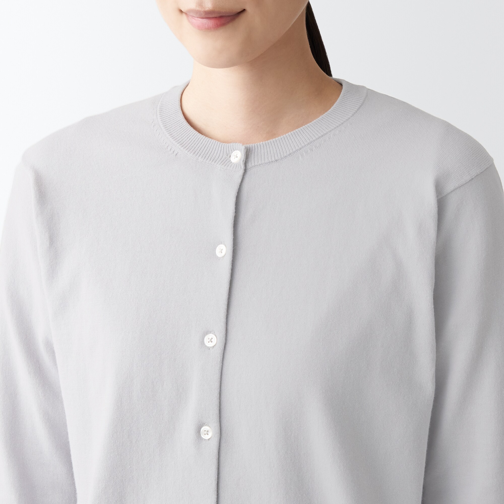 ＵＶカット強撚クルーネックカーディガン（七分袖）