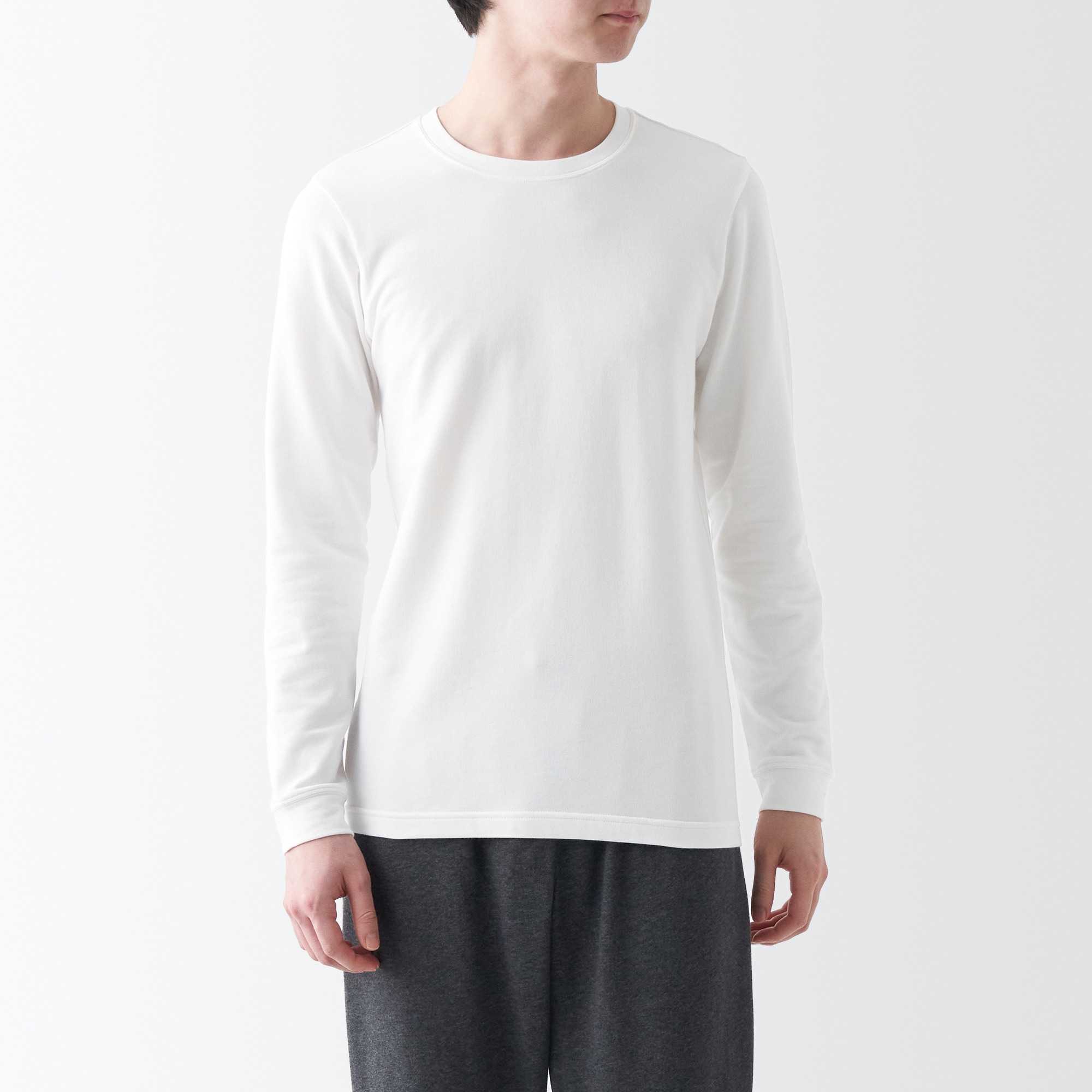 あったか綿　厚手　クルーネック長袖Ｔシャツ