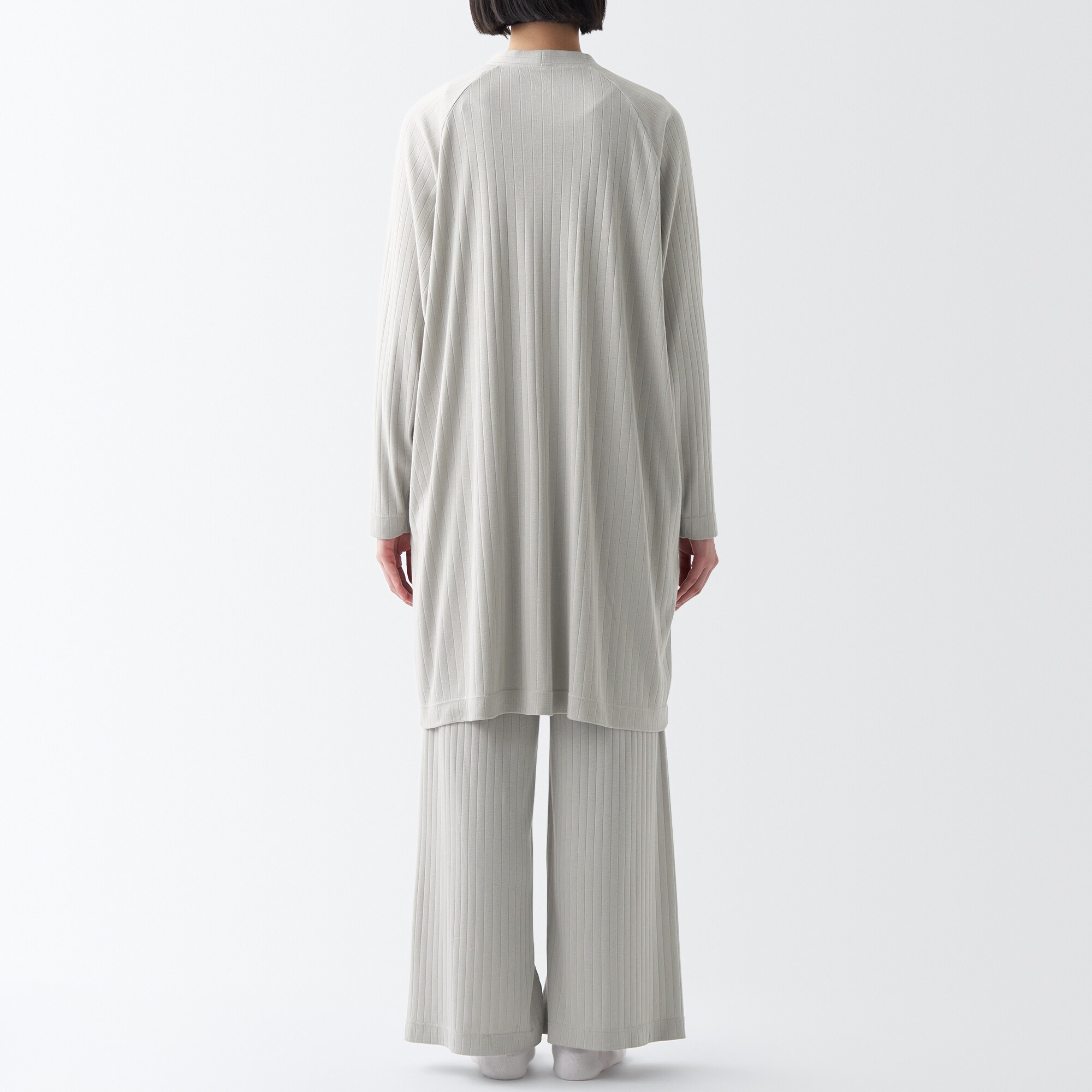 ワイドリブ　ロングカーディガン