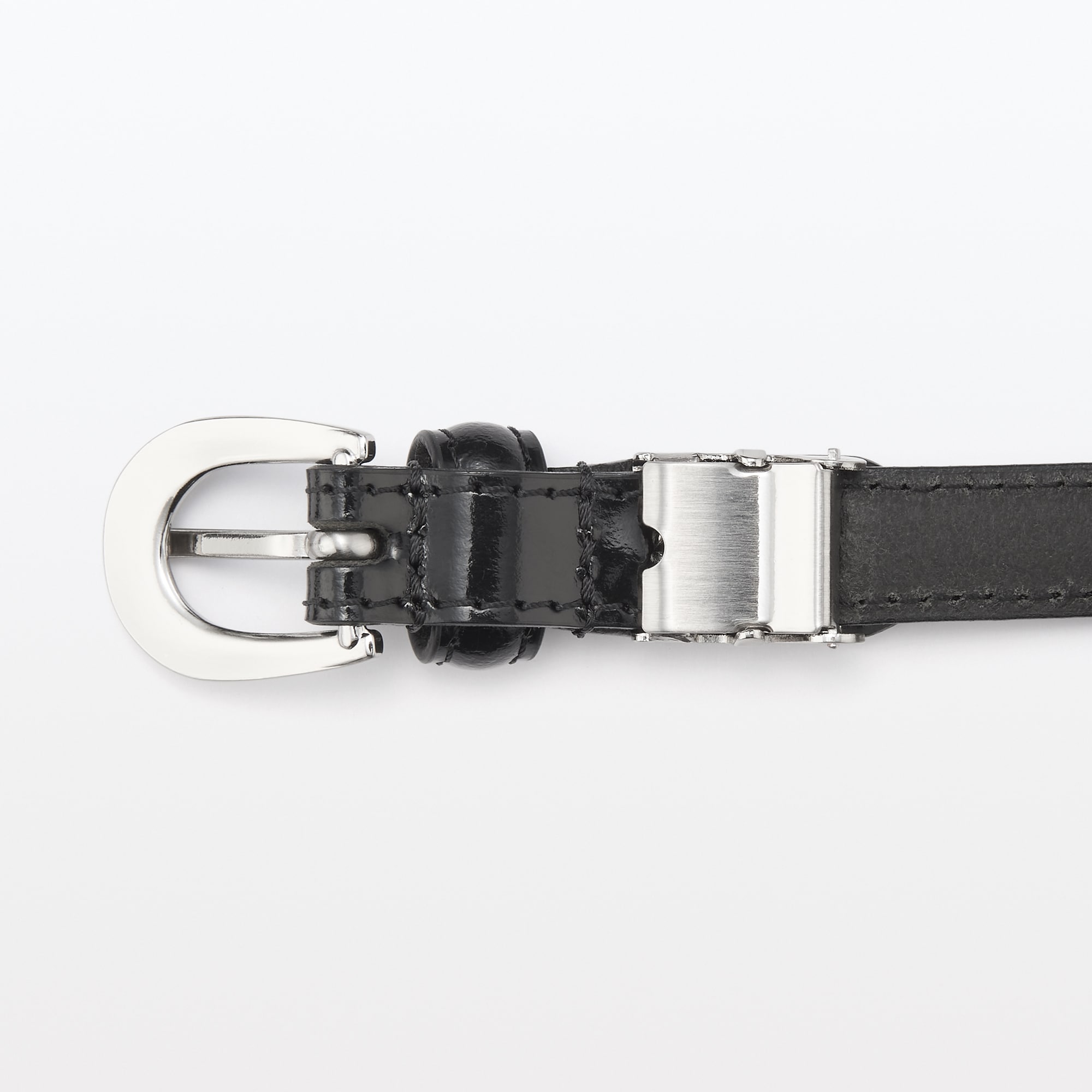 エナメルレザー長さを調節できる細幅ベルト