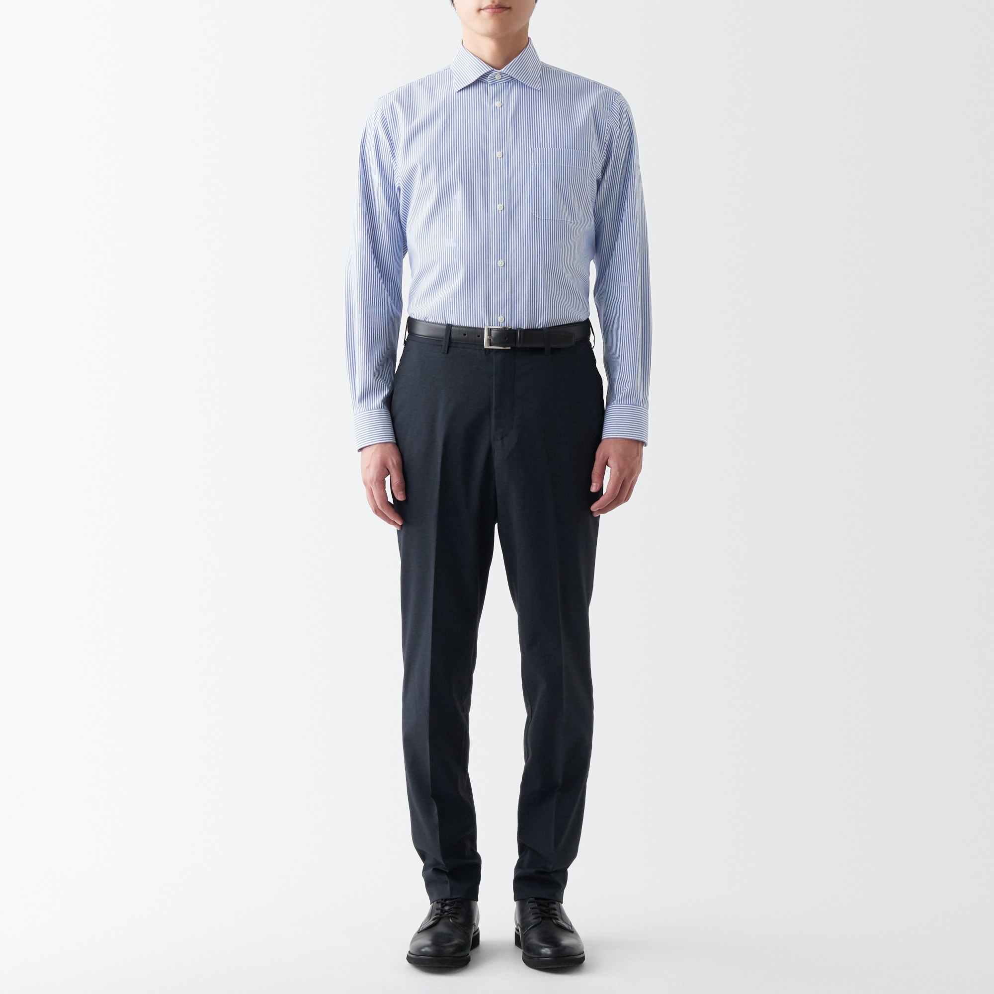 ノンアイロンビジネスセミワイドカラー長袖シャツ