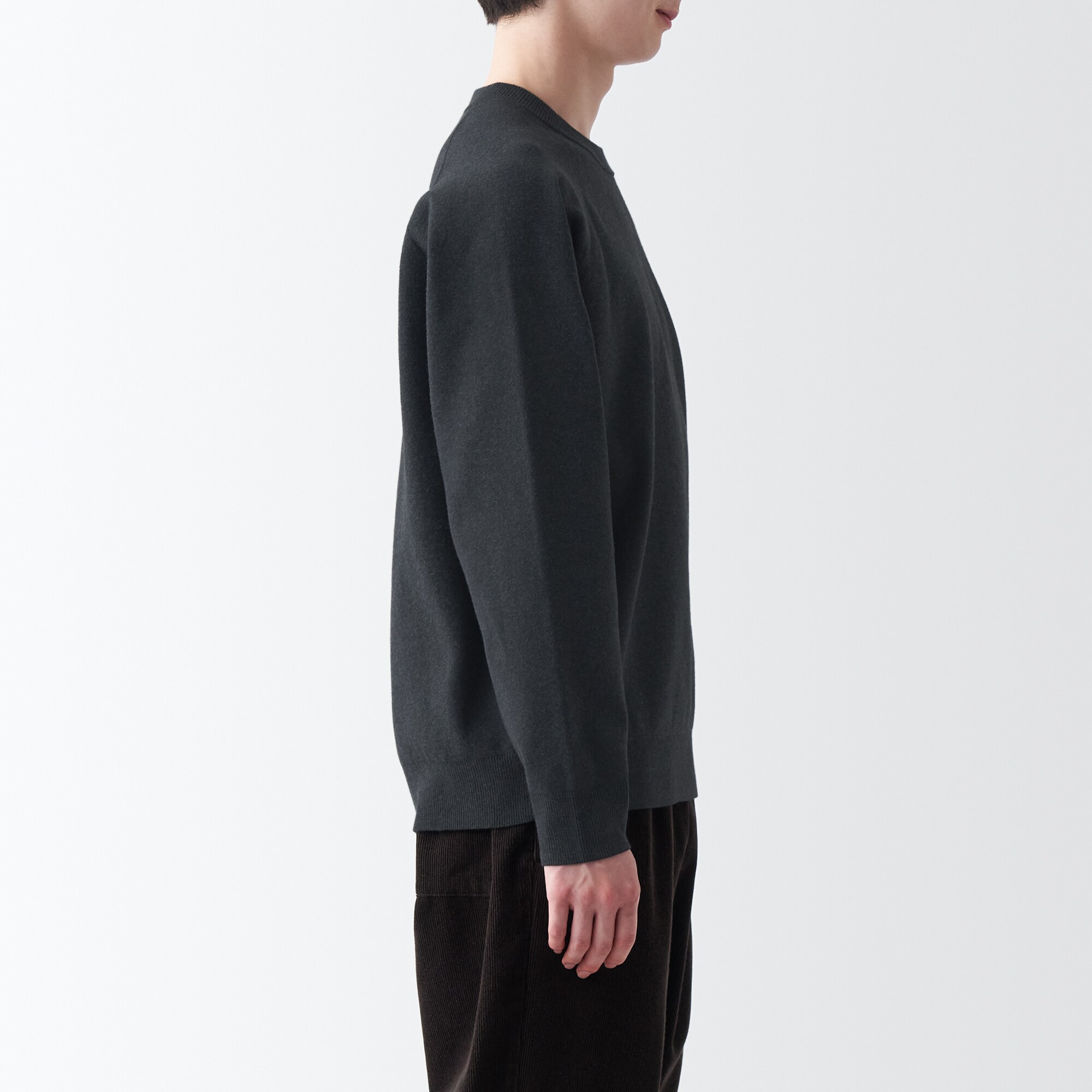 洗えるミラノリブ編みクルーネックワイドセーター（紳士）