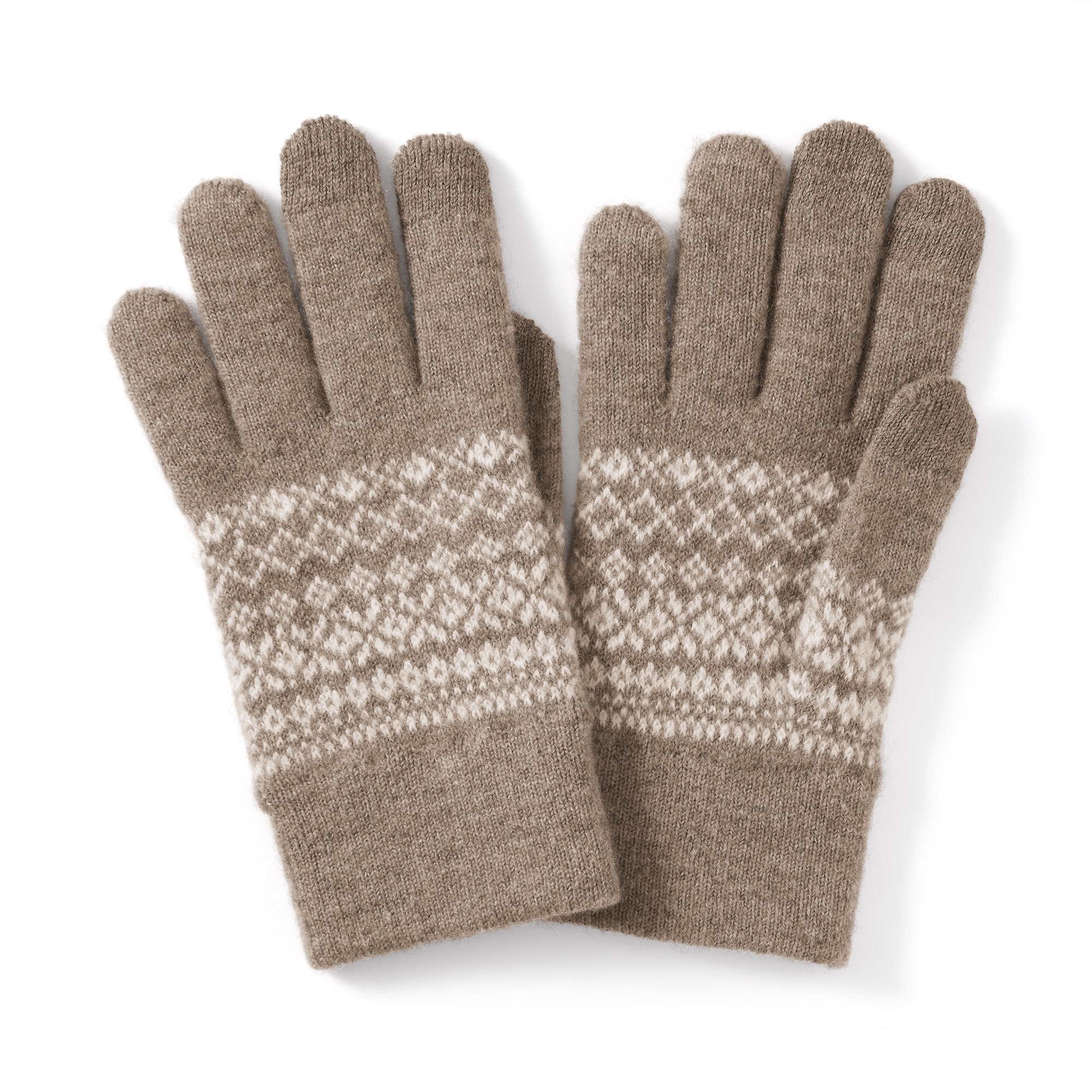 ウール混　裏起毛　タッチパネル　手袋（柄）