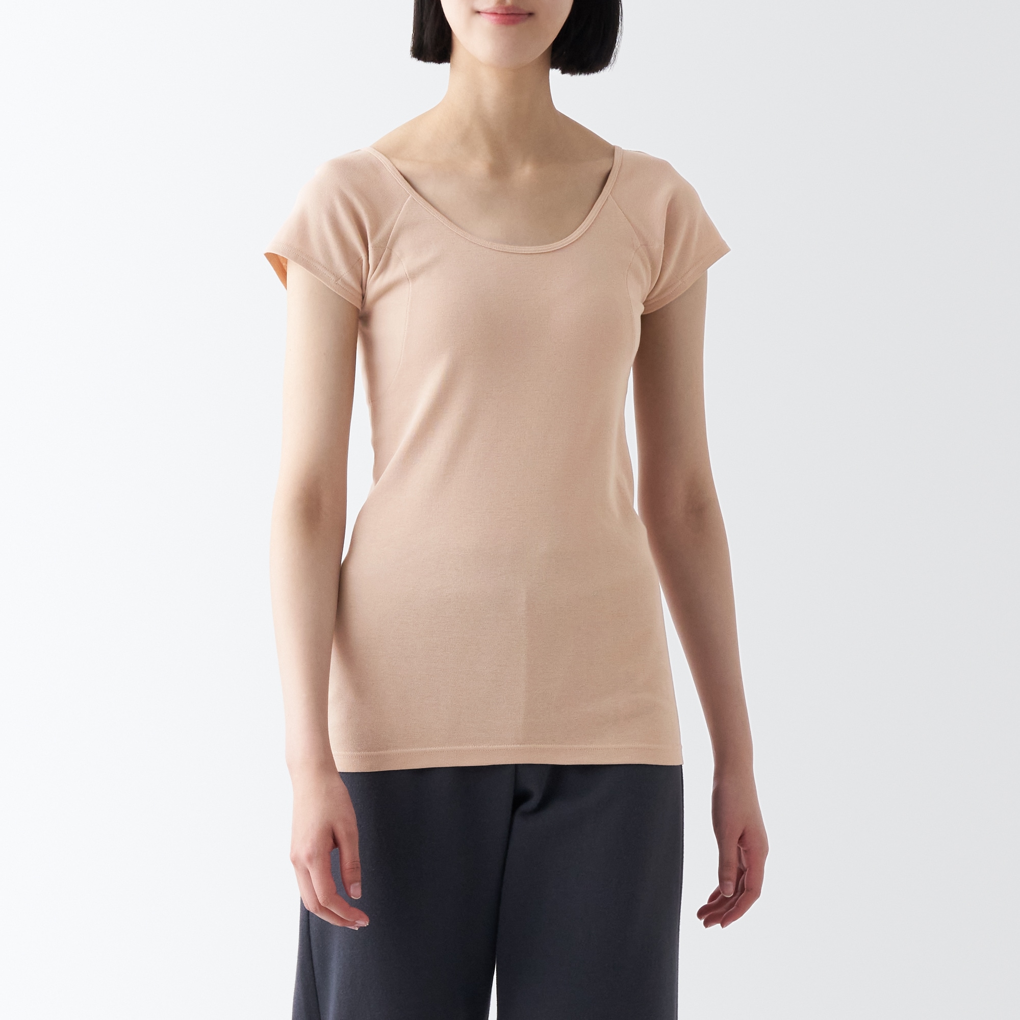 さらっと綿　汗取りパッド付きフレンチスリーブＴシャツ