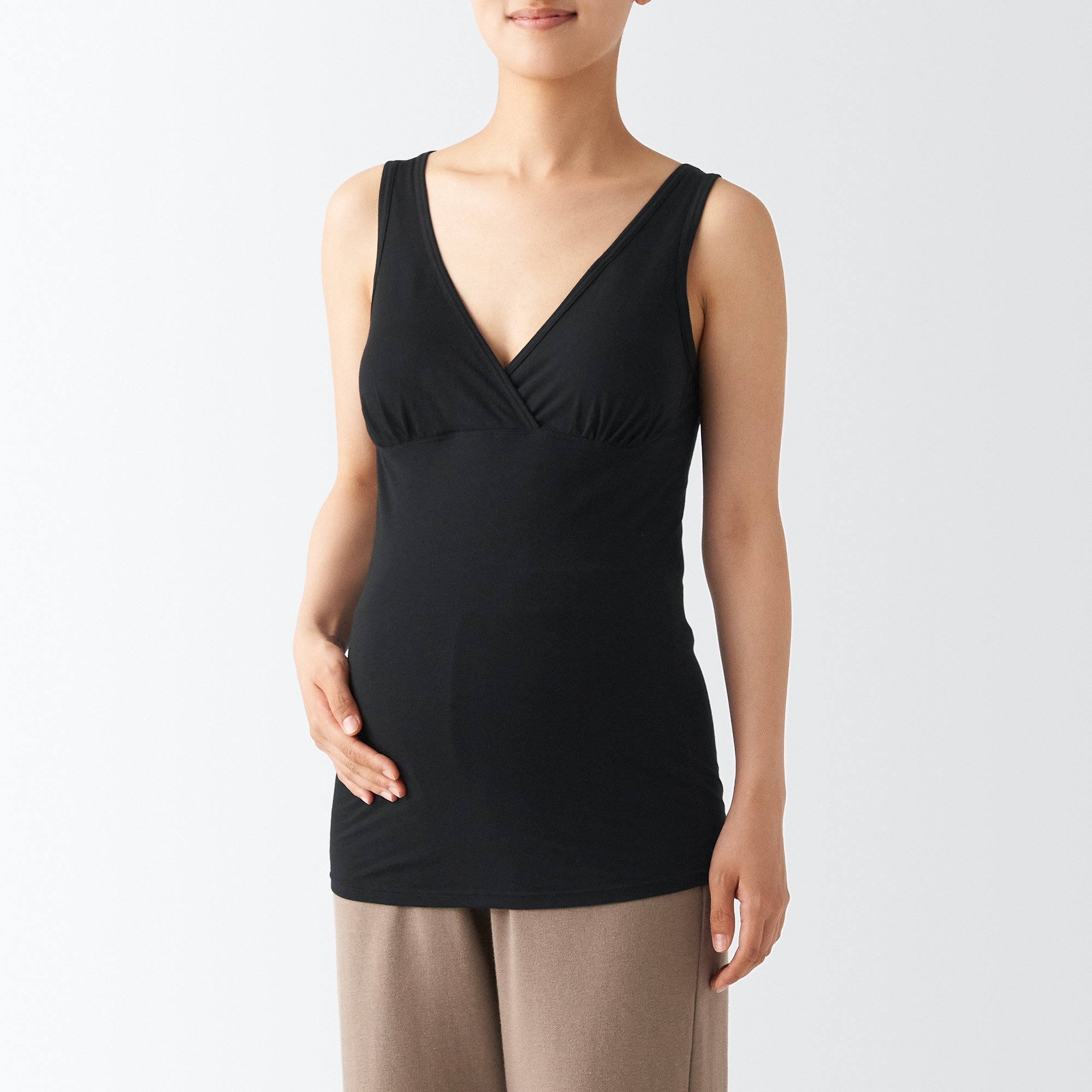 シルク混　授乳に便利なカップ入りタンクトップ（マタニティ）